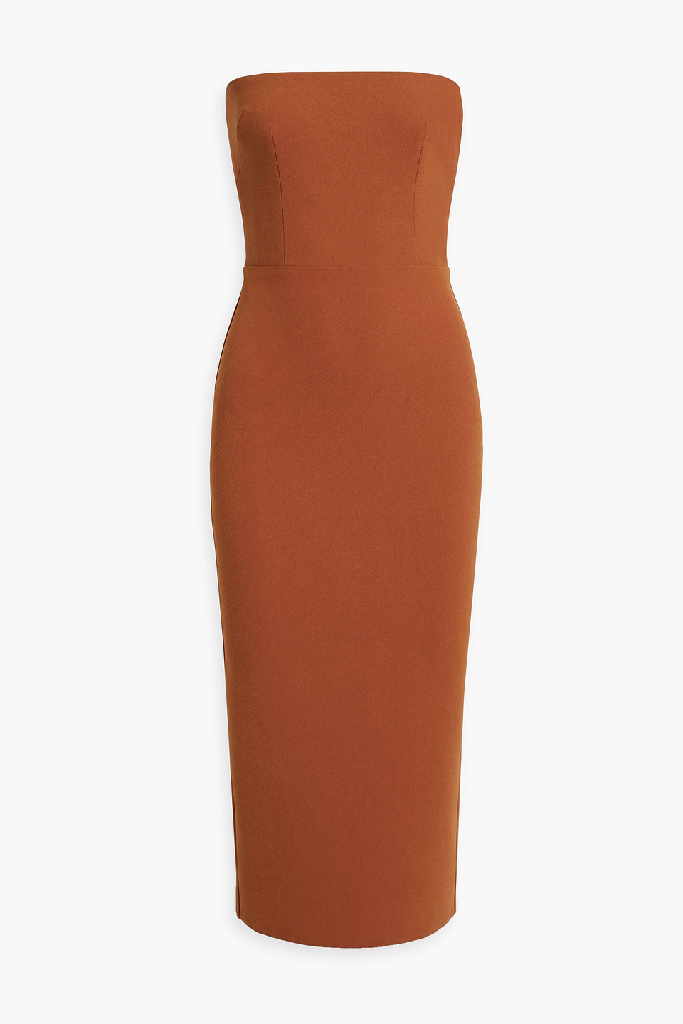 Alex Perry Callan Strapless Crepe Midi Dress In Copper