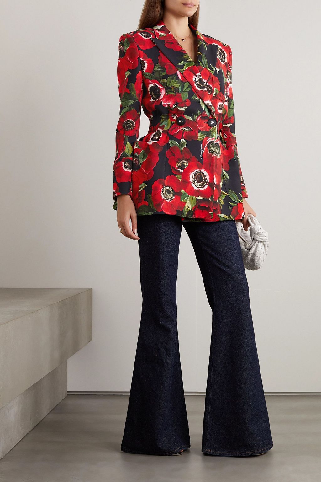 DOLCE&GABBANA Double-breasted floral-print cady blazer