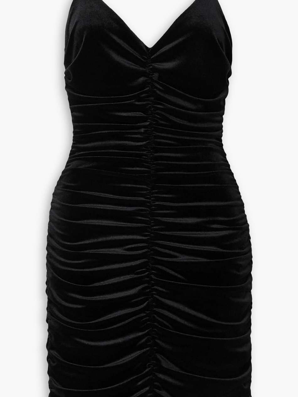 ruched stretch-velvet dress