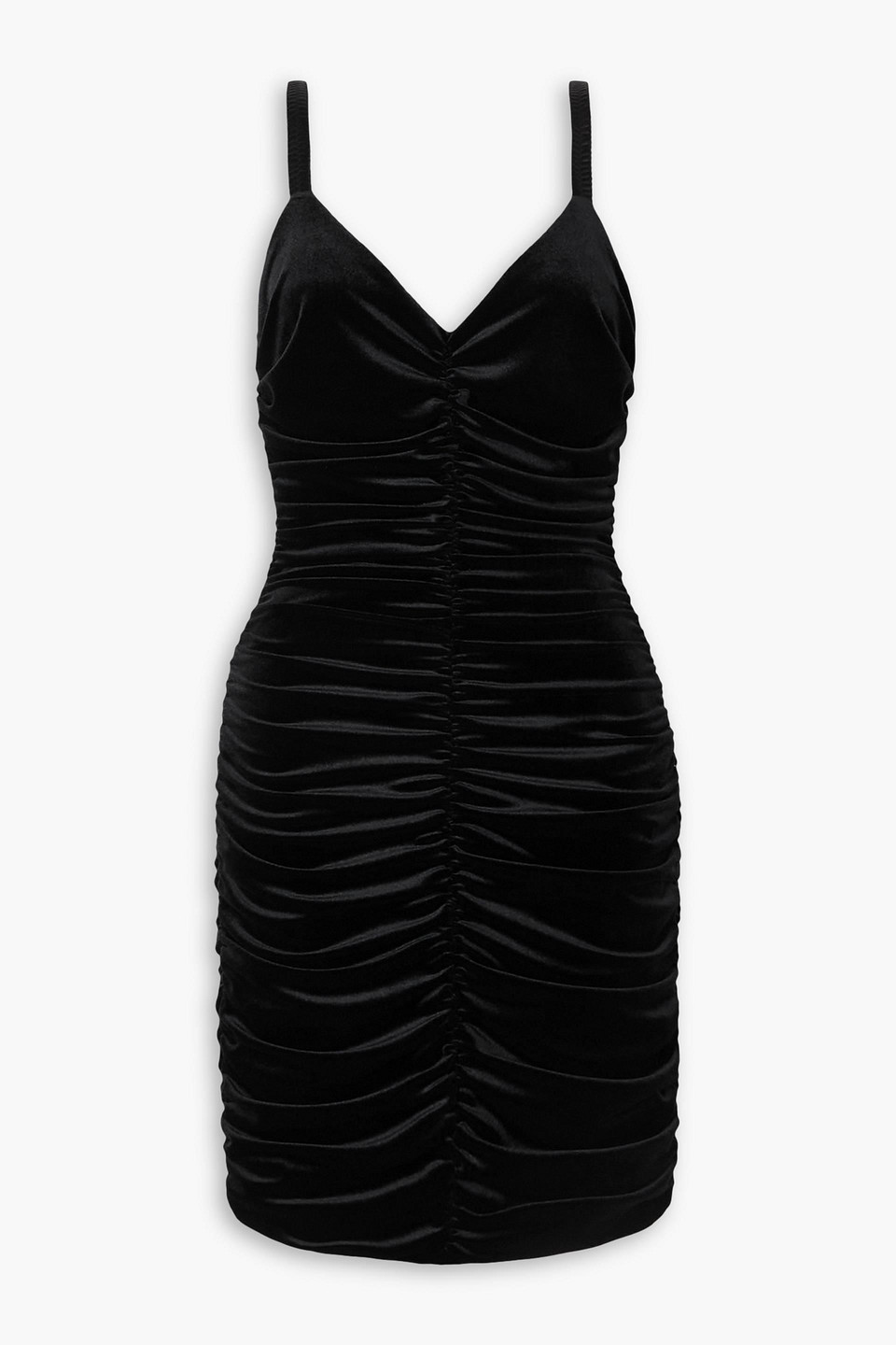 Dolce & Gabbana Ruched Velvet-effect Sleeveless Dress In Black