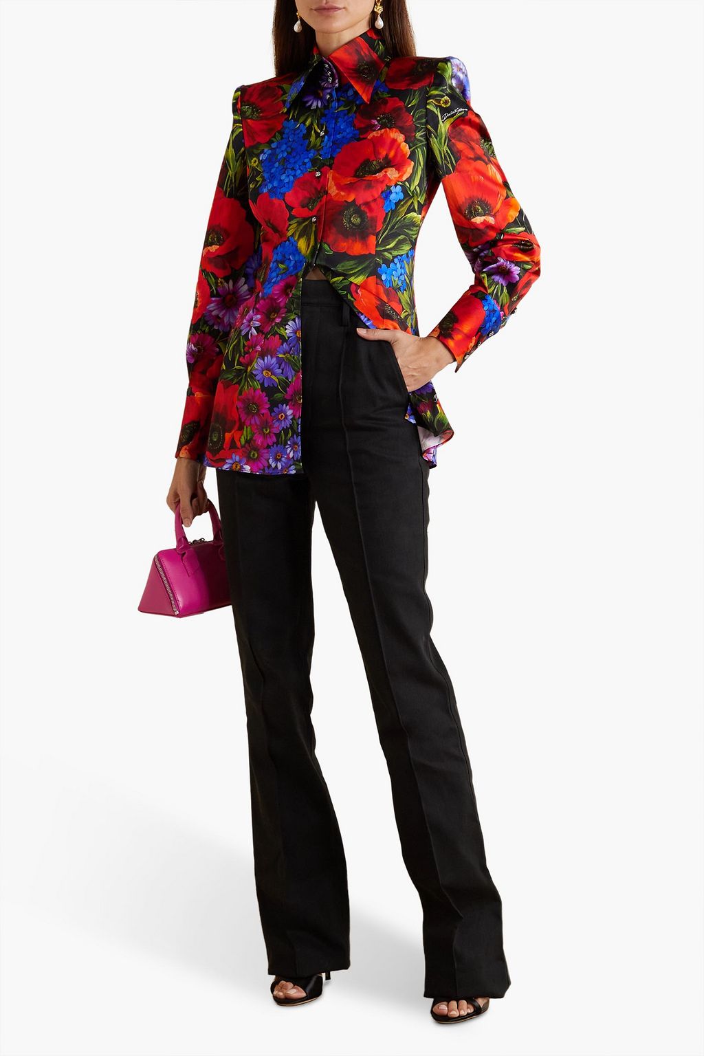 DOLCE&GABBANA Floral-print satin shirt