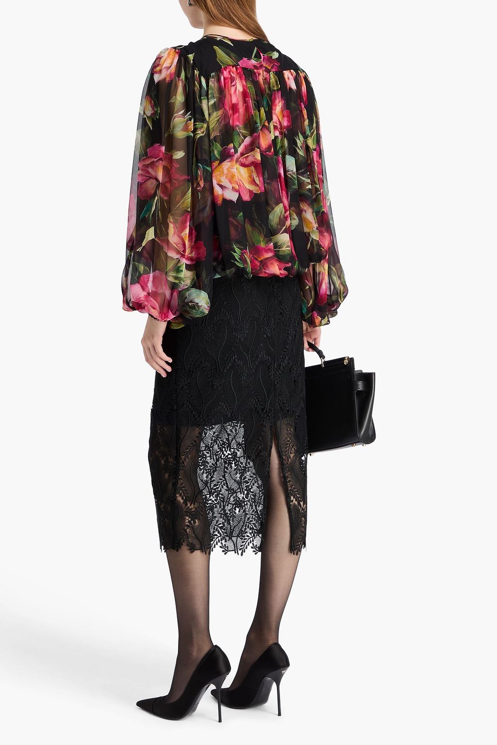 DOLCE&GABBANA Floral-print silk-chiffon blouse