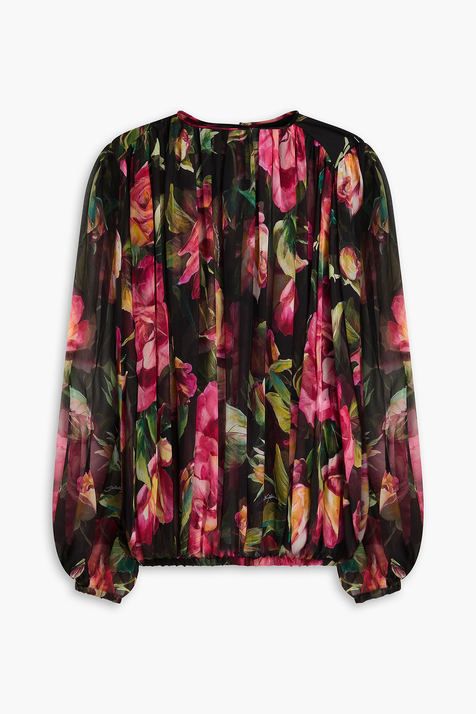 dolce&gabbana - floral-print silk-chiffon blouse - black - it 36