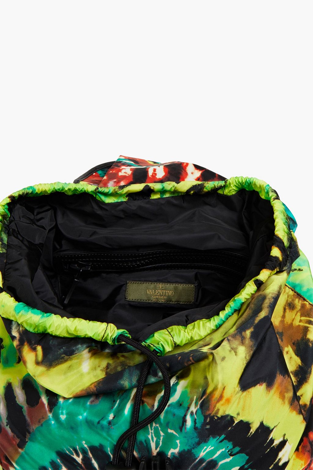 VALENTINO GARAVANI Rucksack aus Shell mit Batikmuster und Lederbesatz