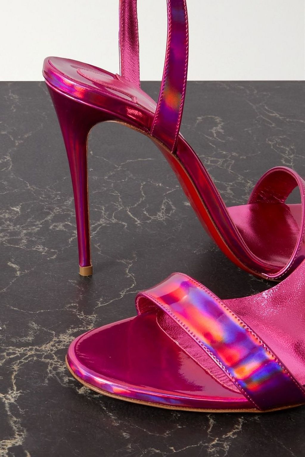 CHRISTIAN LOUBOUTIN Loubi Girl 100 iridescent leather sandals