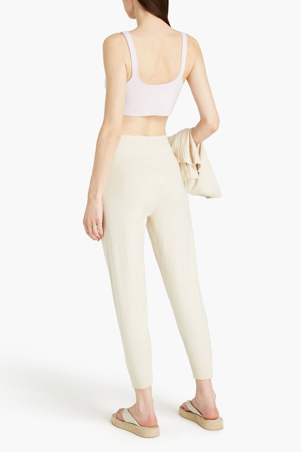 SIMKHAI Lynette ribbed cotton and cashmere-blend bra top