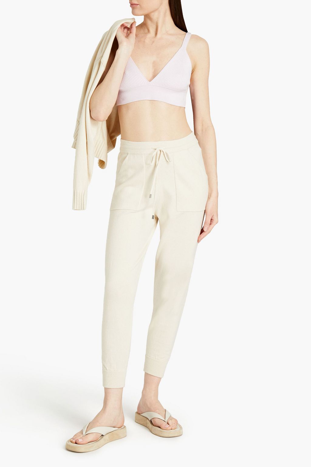 SIMKHAI Lynette ribbed cotton and cashmere-blend bra top