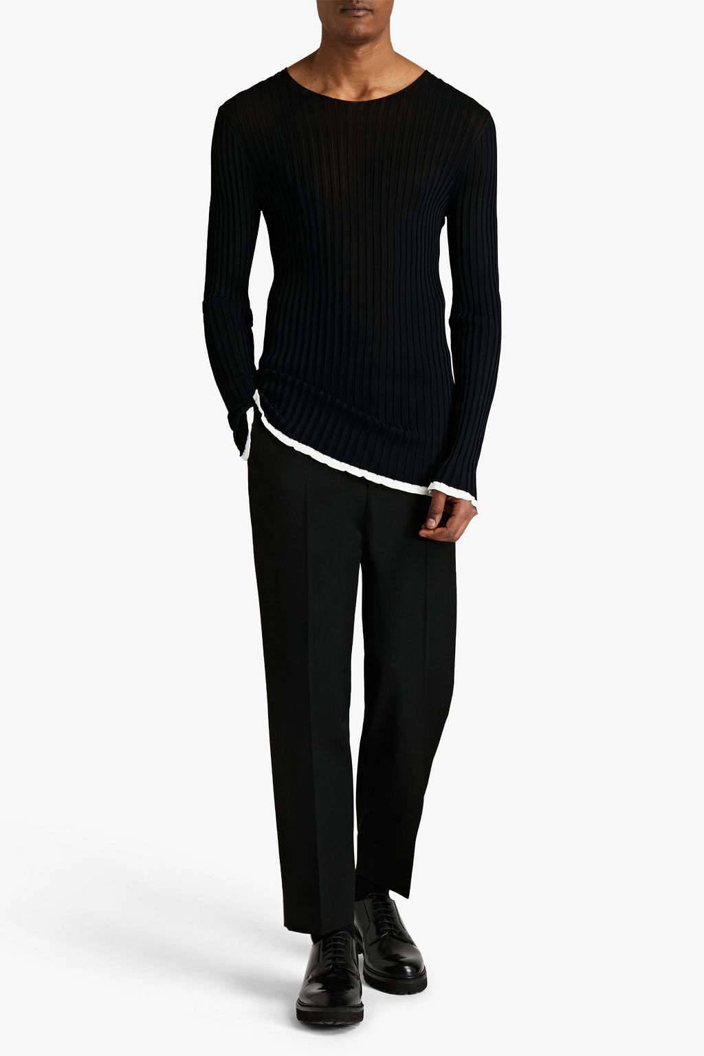 VALENTINO Two-tone ribbed-knit sweater