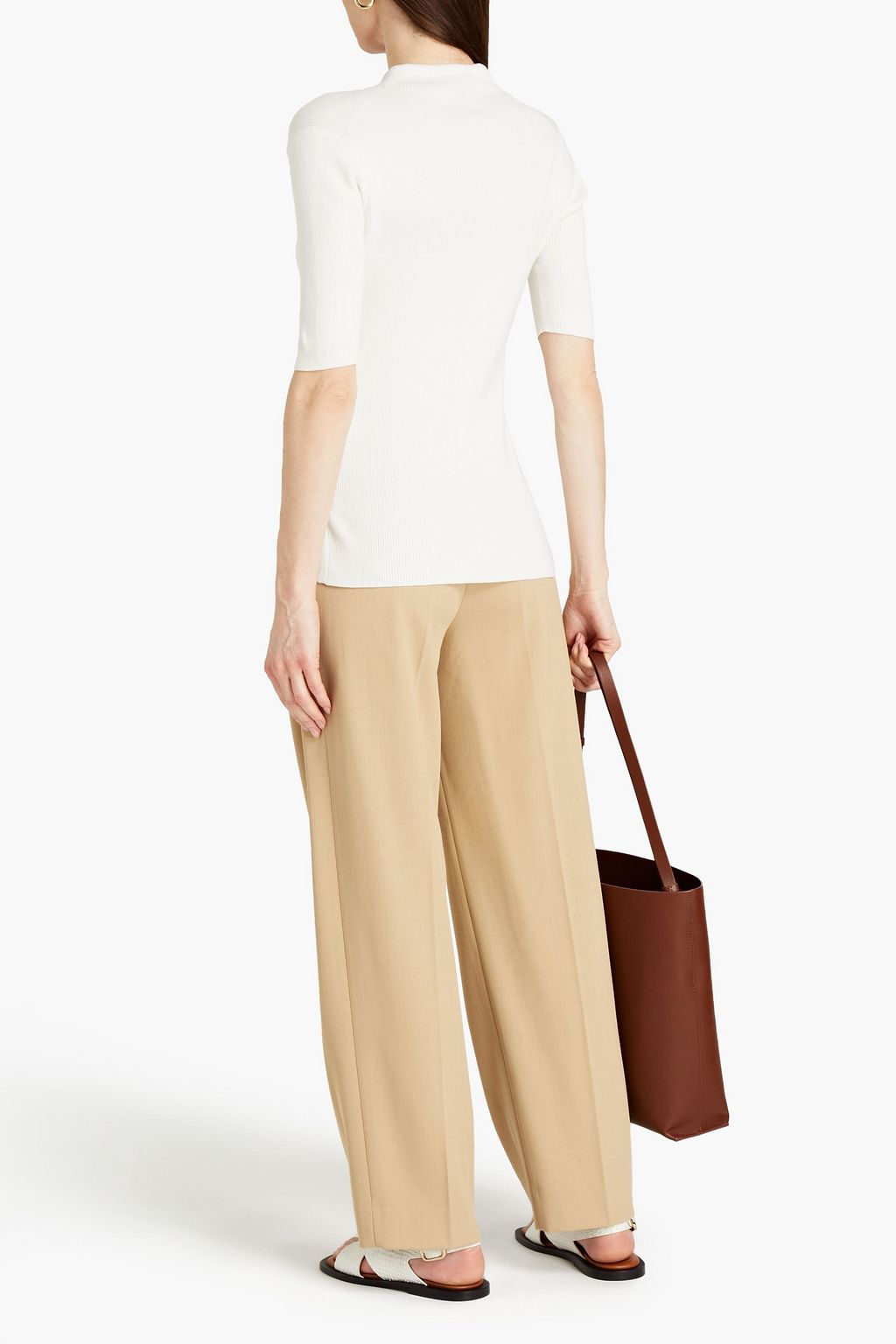 THEORY Ribbed cotton-blend cardigan