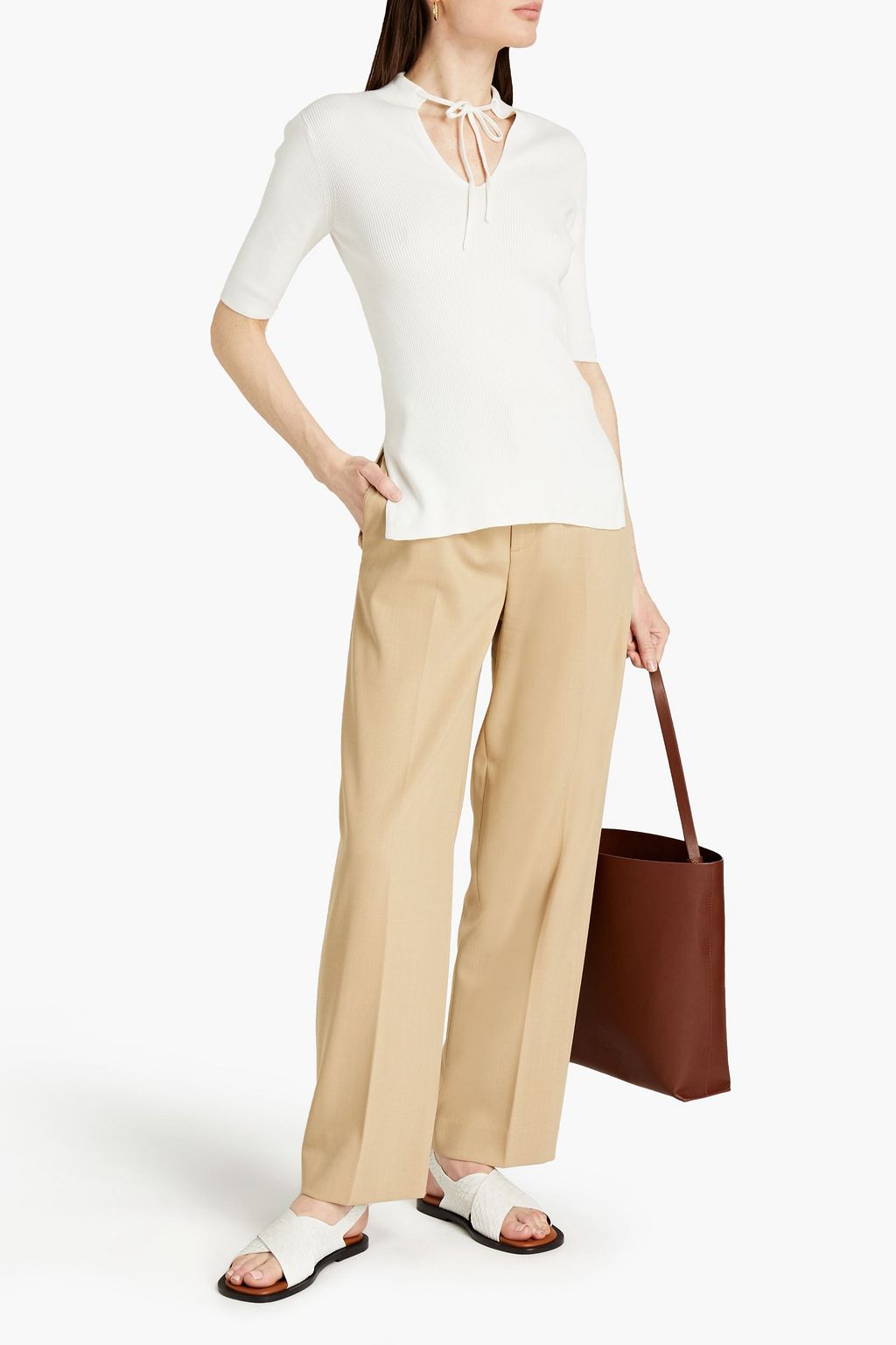 THEORY Ribbed cotton-blend cardigan
