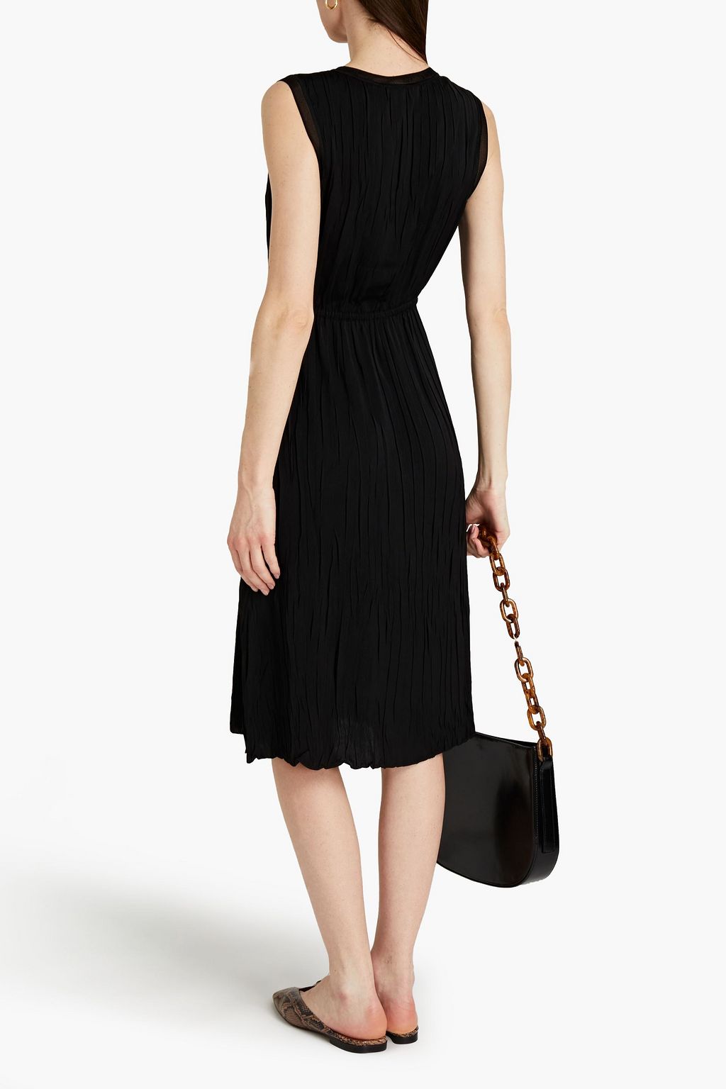 THEORY Pleated charmeuse midi dress