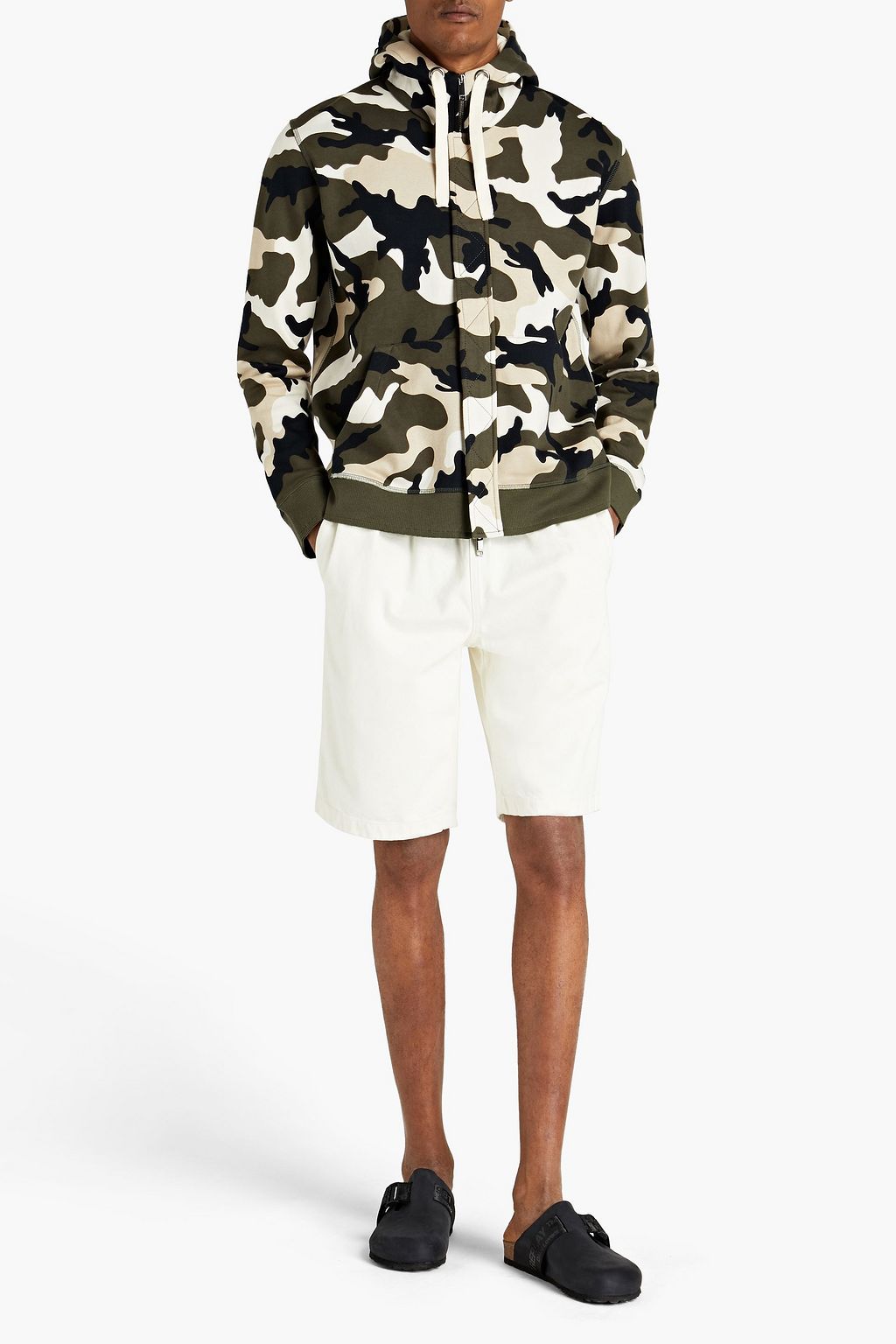 VALENTINO GARAVANI Camouflage-print French cotton-blend terry zip-up hoodie