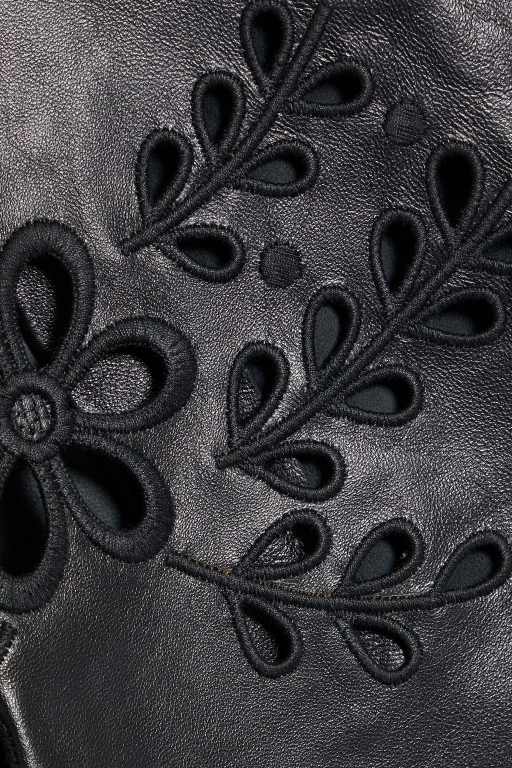 REDVALENTINO Broderie anglaise-trimmed leather top