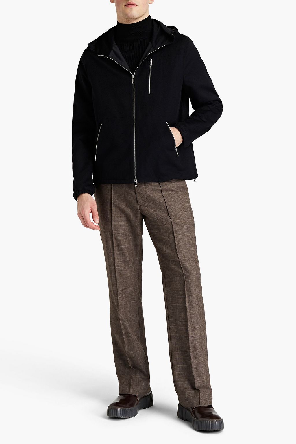 VALENTINO GARAVANI Cashmere, silk and wool-blend felt hooded jacket