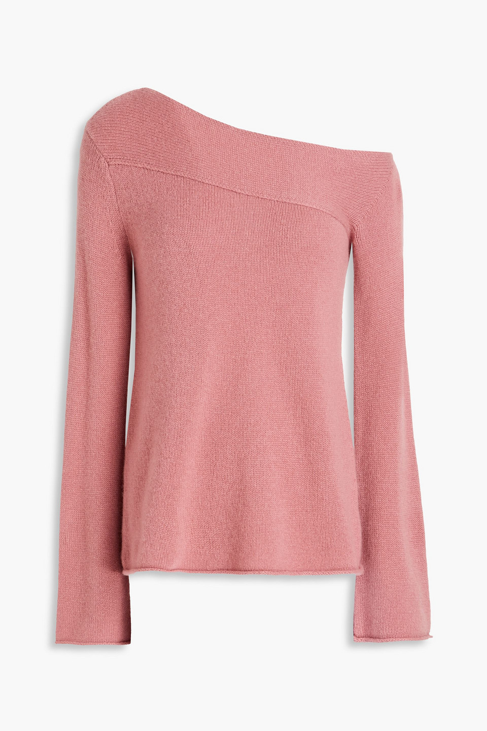 theory - asymmetric pullover one-shoulder cashmere sweater - pink - m