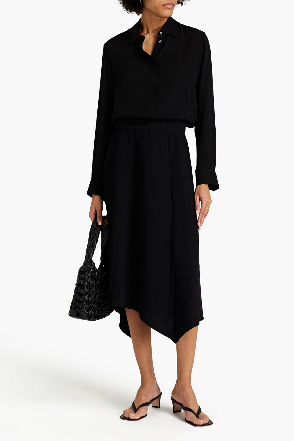 Theory Crepe Midi Skirt In Black
