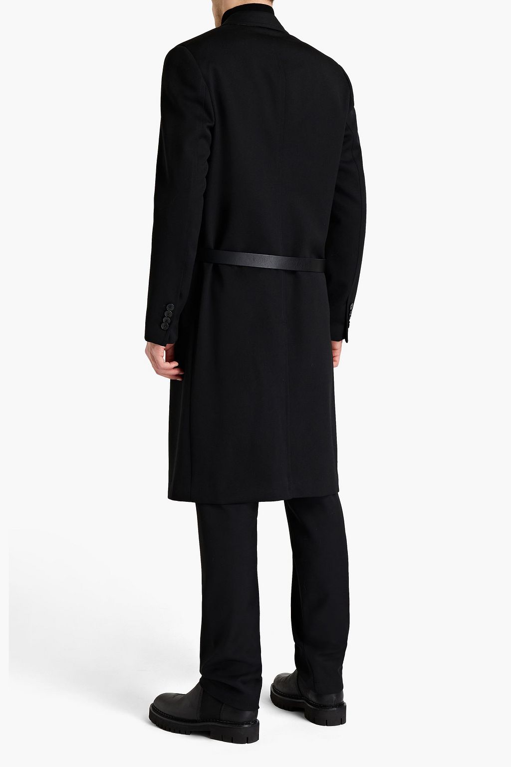 VALENTINO GARAVANI Leather-trimmed wool-twill coat