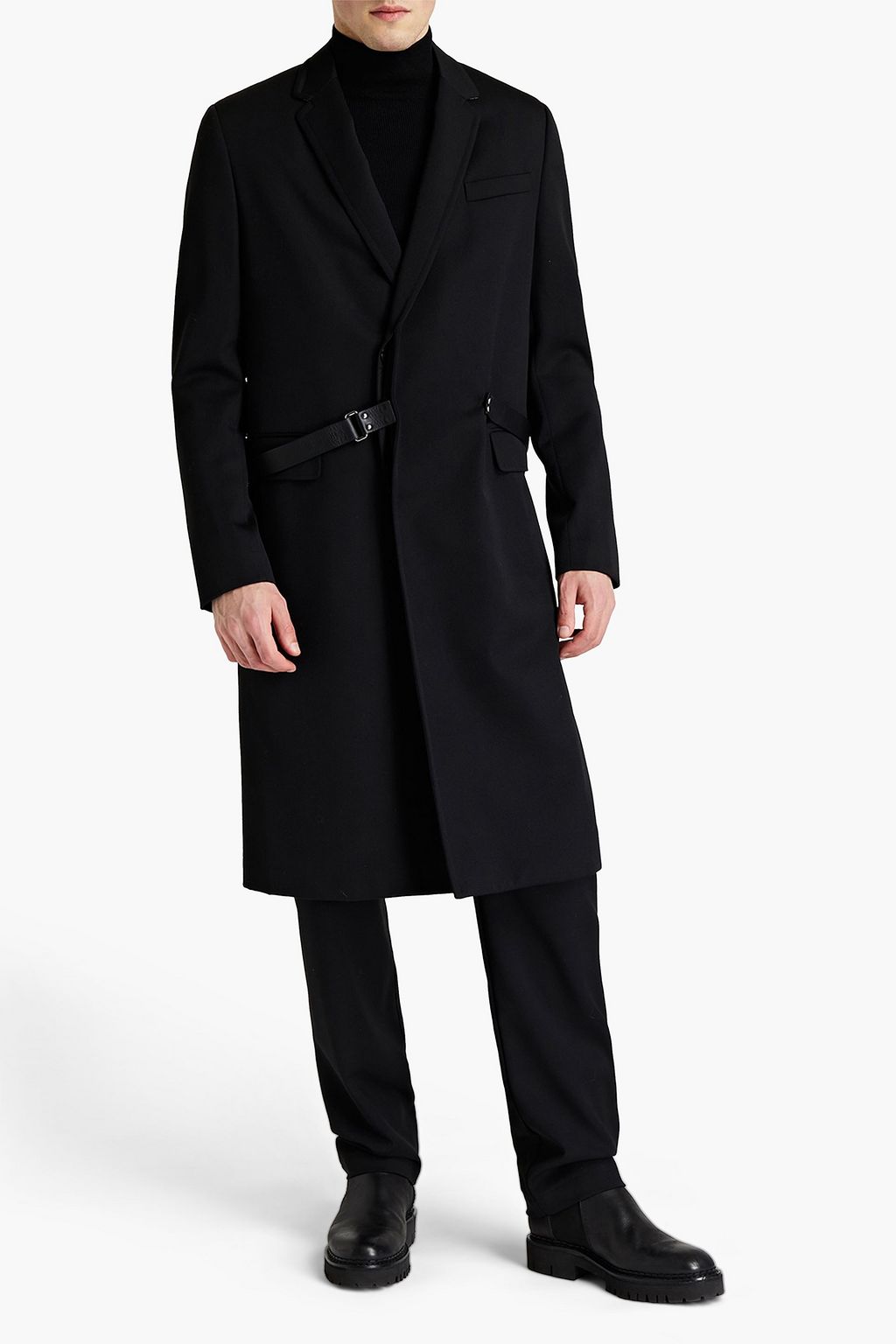 VALENTINO GARAVANI Leather-trimmed wool-twill coat