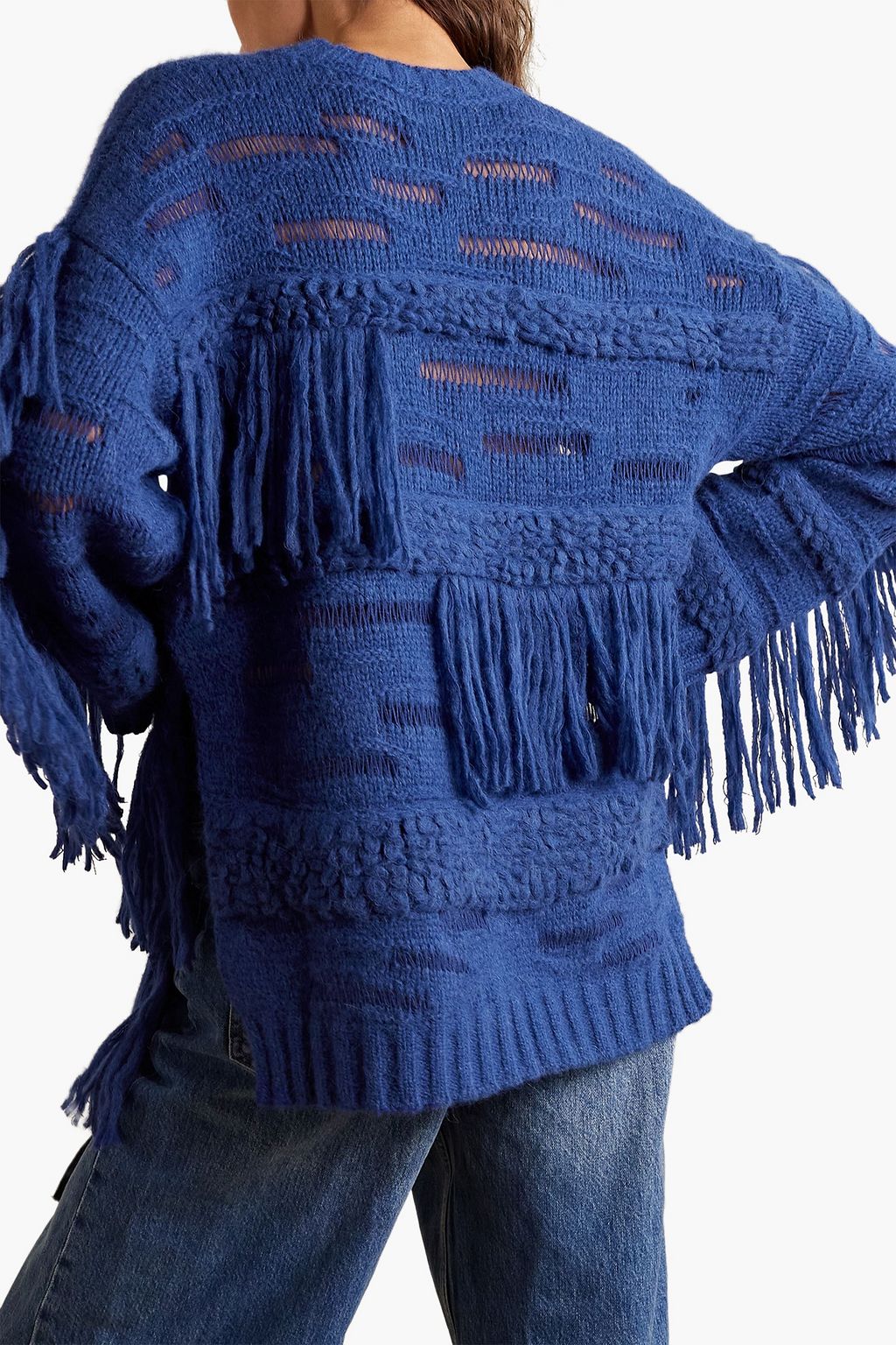 STELLA MCCARTNEY Fringed open-knit alpaca-blend sweater
