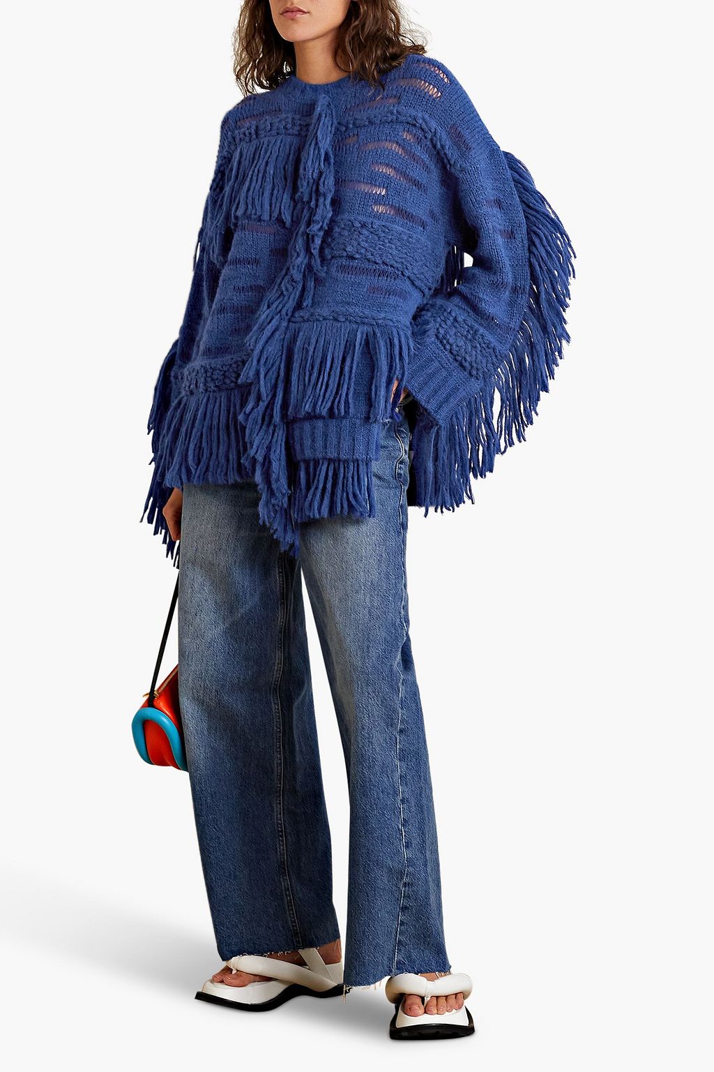 STELLA MCCARTNEY Fringed open-knit alpaca-blend sweater