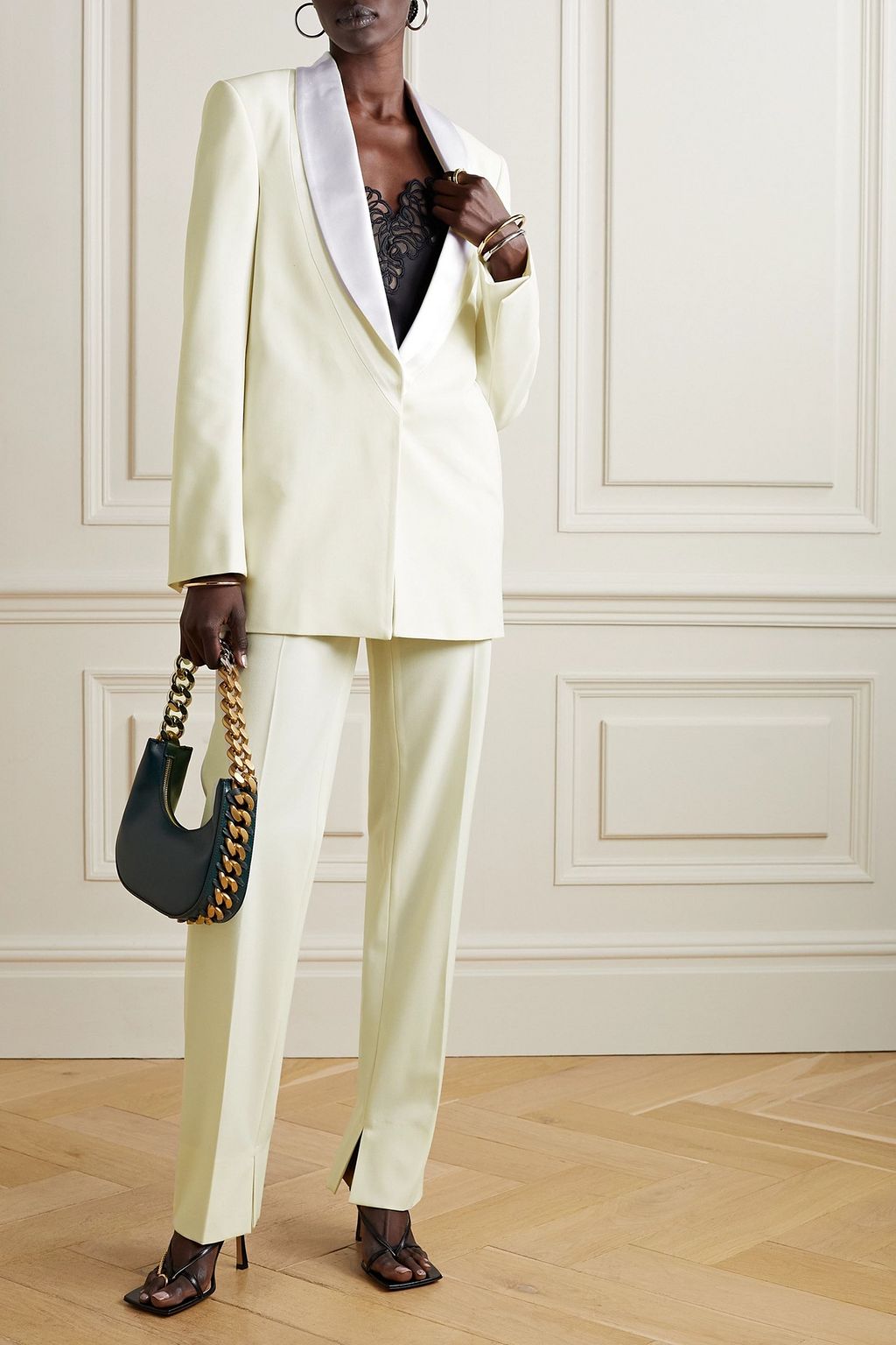 STELLA MCCARTNEY Satin-trimmed twill blazer