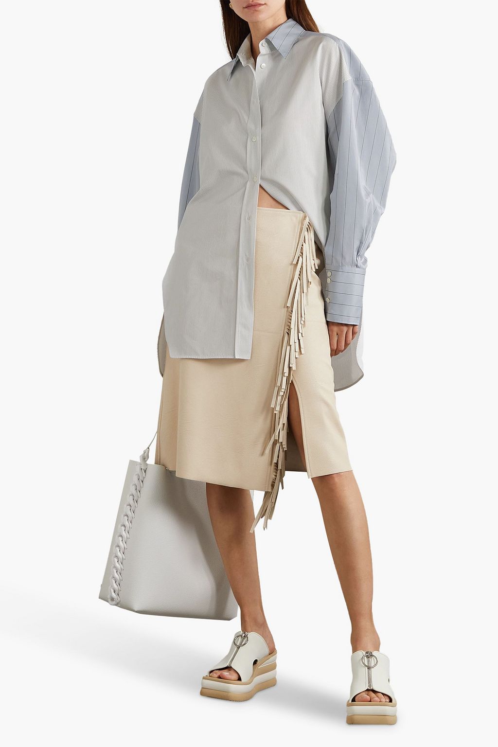 STELLA MCCARTNEY Oversized pinstriped cotton-poplin shirt