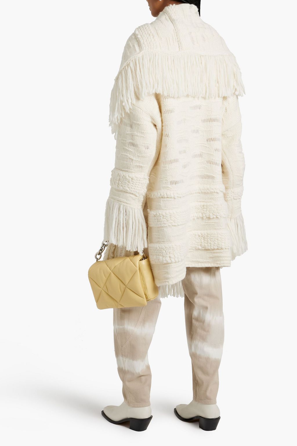 STELLA MCCARTNEY Asymmetric fringed alpaca-blend cardigan