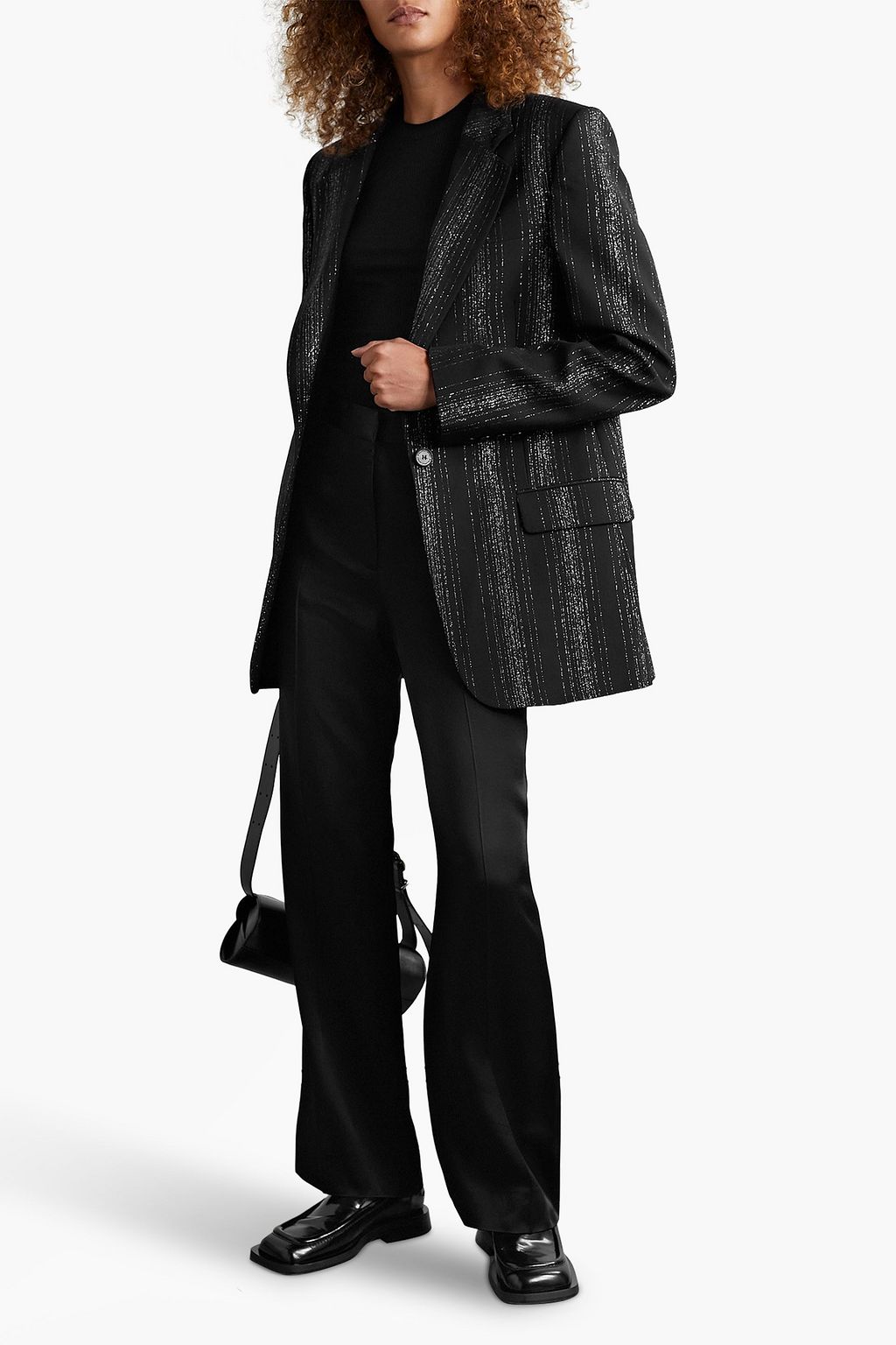 STELLA MCCARTNEY ウール混ツイル ブレザー ストライプ メタリック