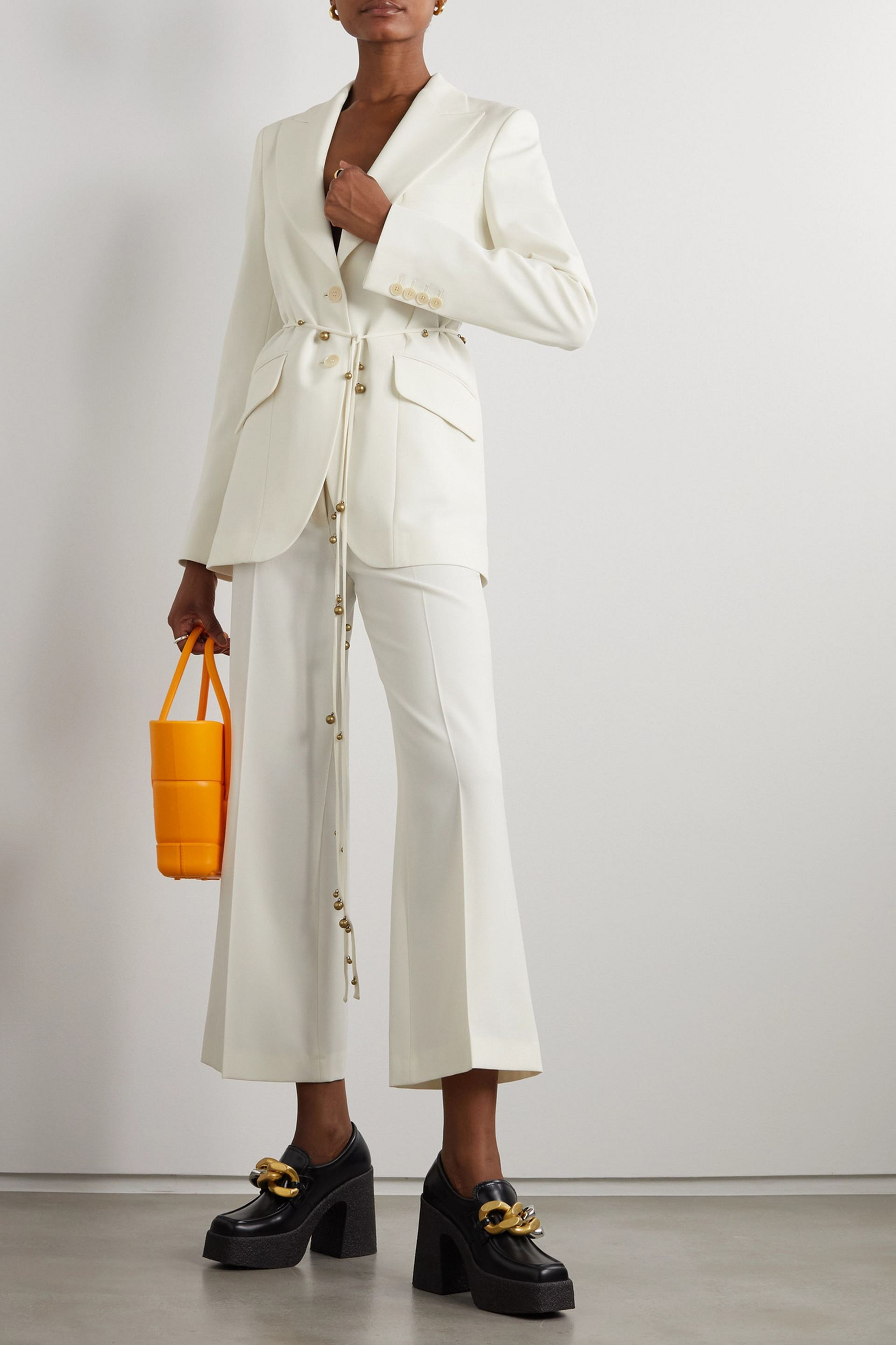 Stella McCartney Belted embellished twill blazer