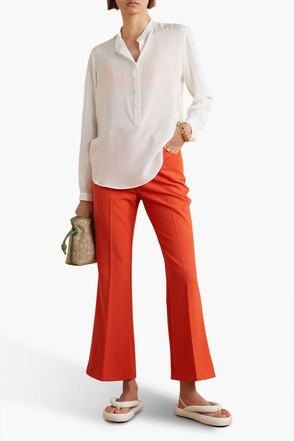 STELLA MCCARTNEY Cropped stretch-twill flared pants