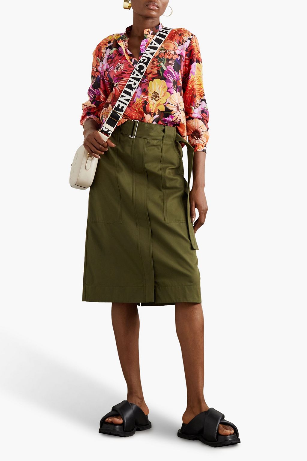 STELLA MCCARTNEY Floral-print silk crepe de chine blouse