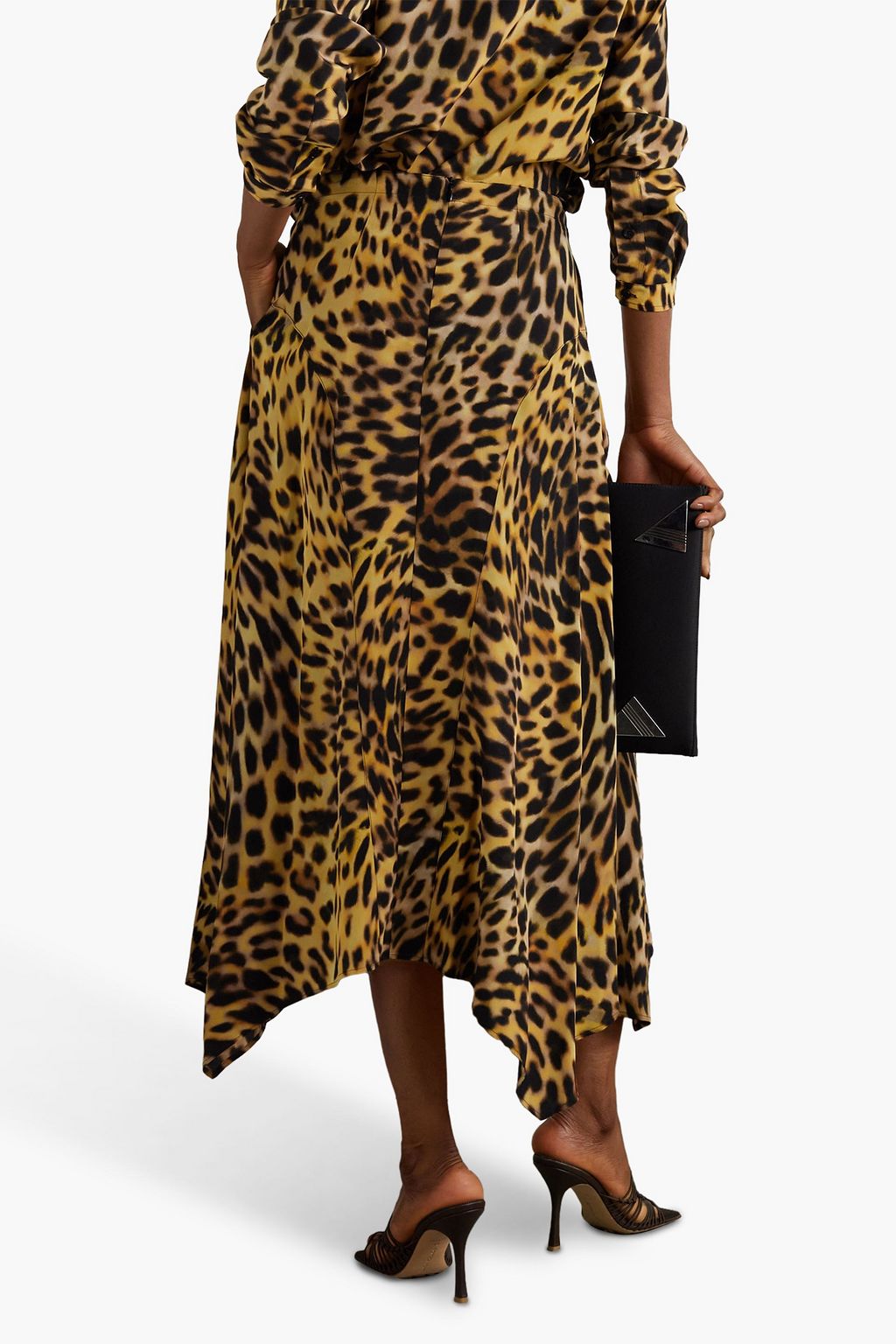 STELLA MCCARTNEY Naya leopard-print silk crepe de chine midi skirt