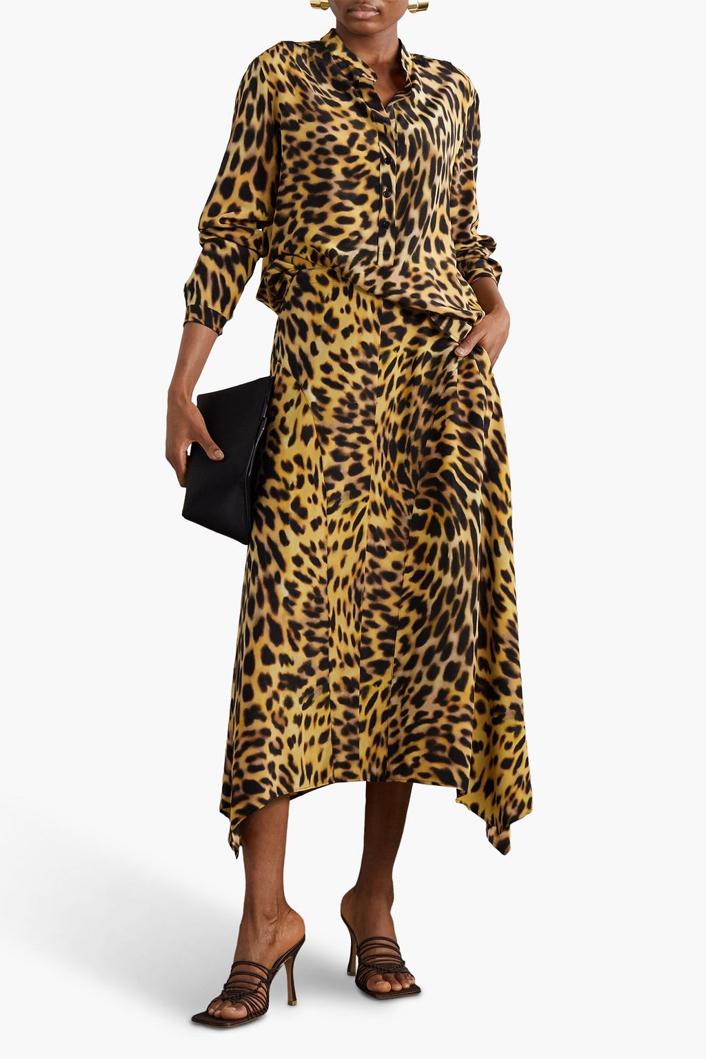 STELLA MCCARTNEY Naya leopard-print silk crepe de chine midi skirt