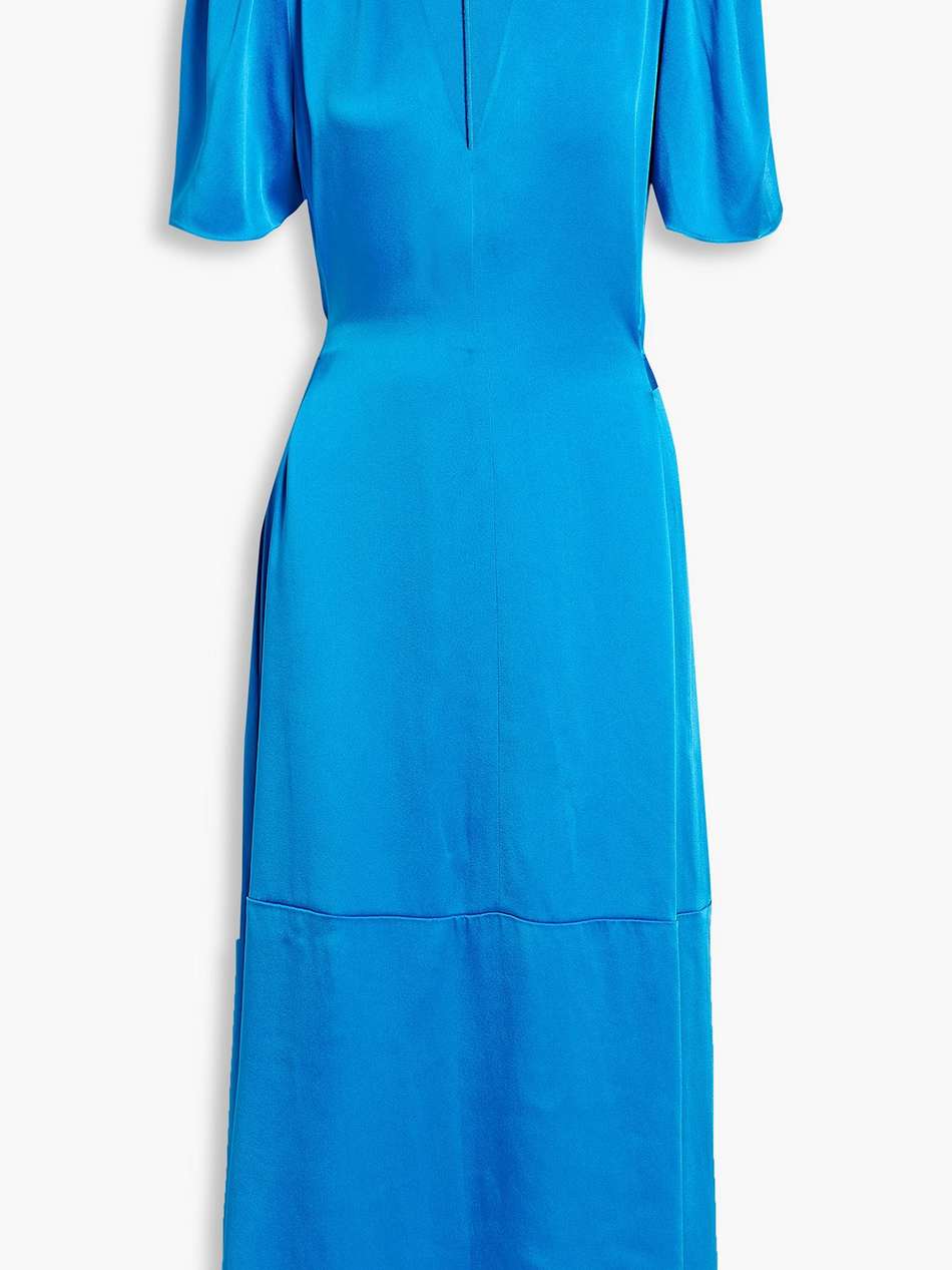 belted satin midi dress