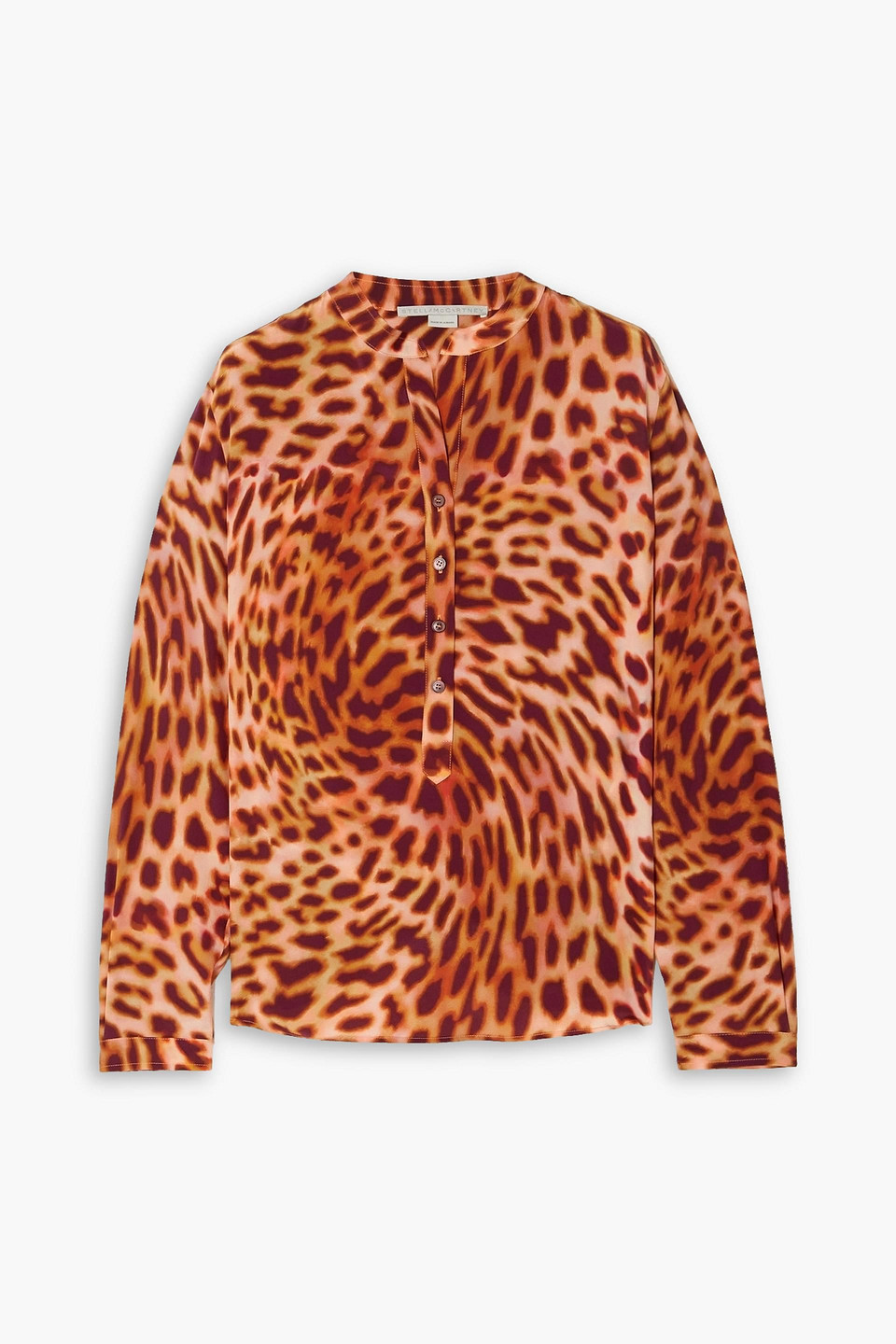 Stella Mccartney Leopard-print Silk Crepe De Chine Shirt In Peach