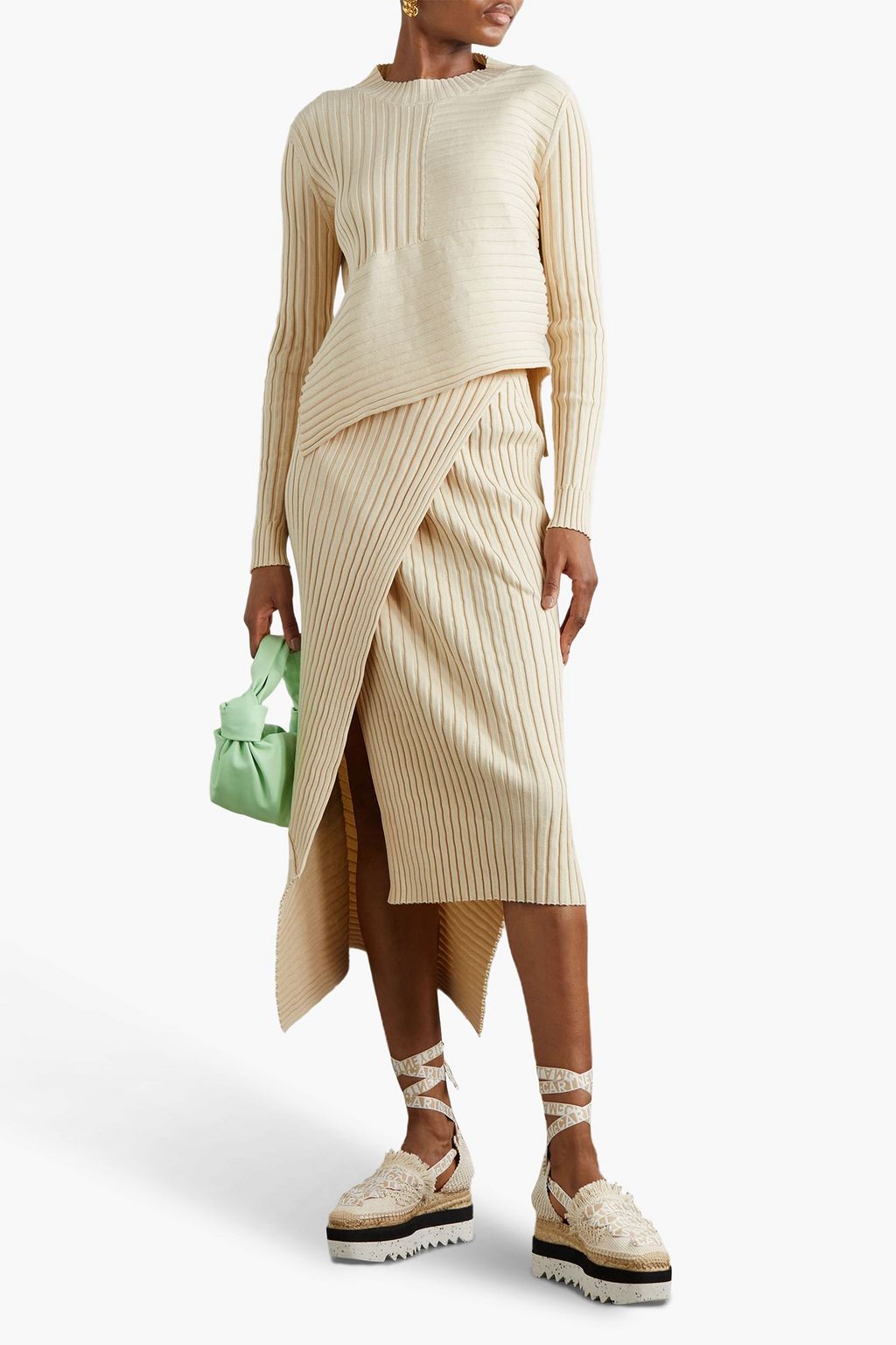STELLA MCCARTNEY Asymmetric ribbed cotton sweater