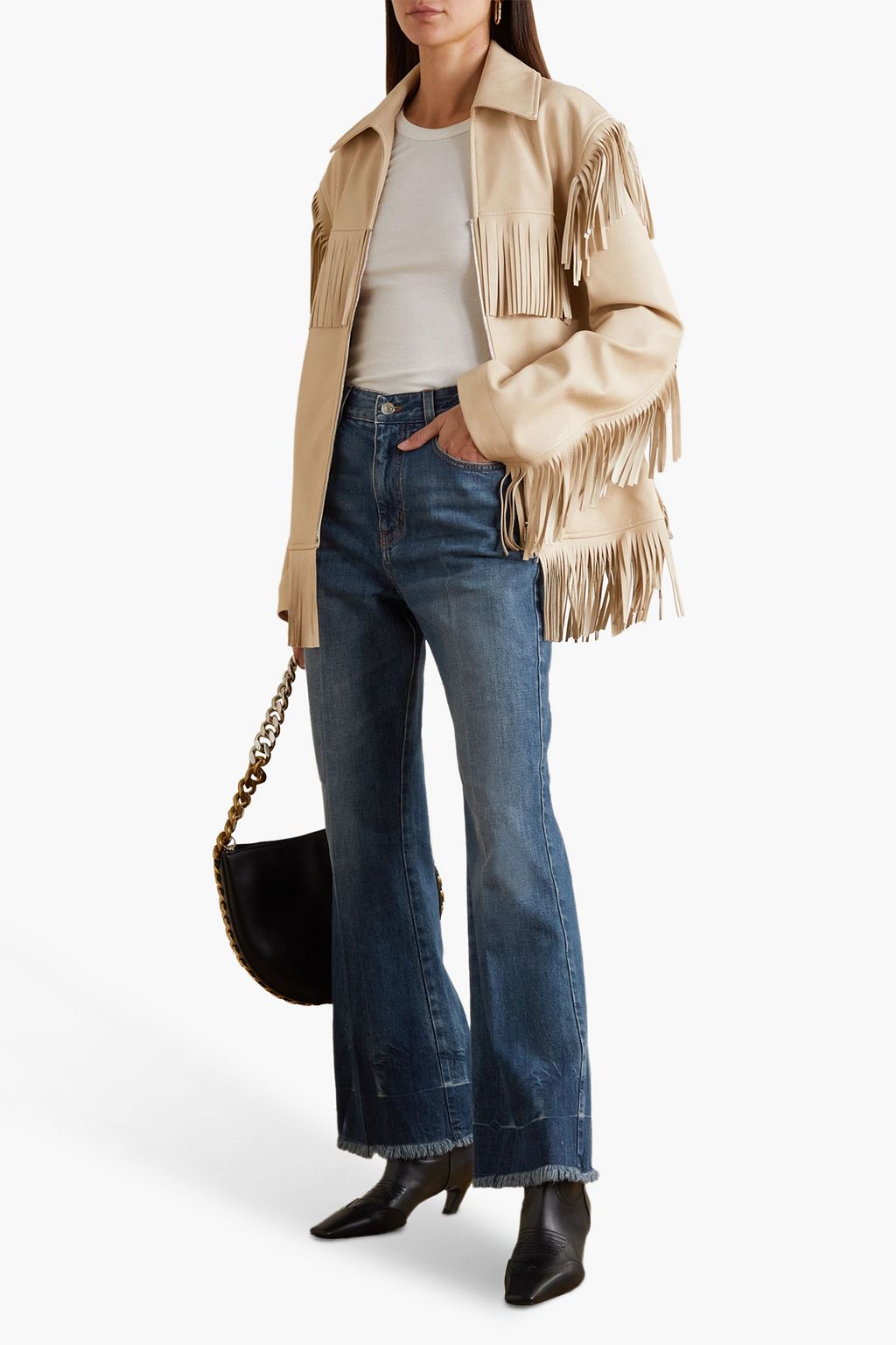STELLA MCCARTNEY Frayed high-rise flared jeans