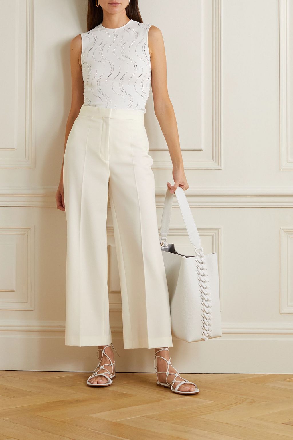 STELLA MCCARTNEY Cropped twill wide-leg pants