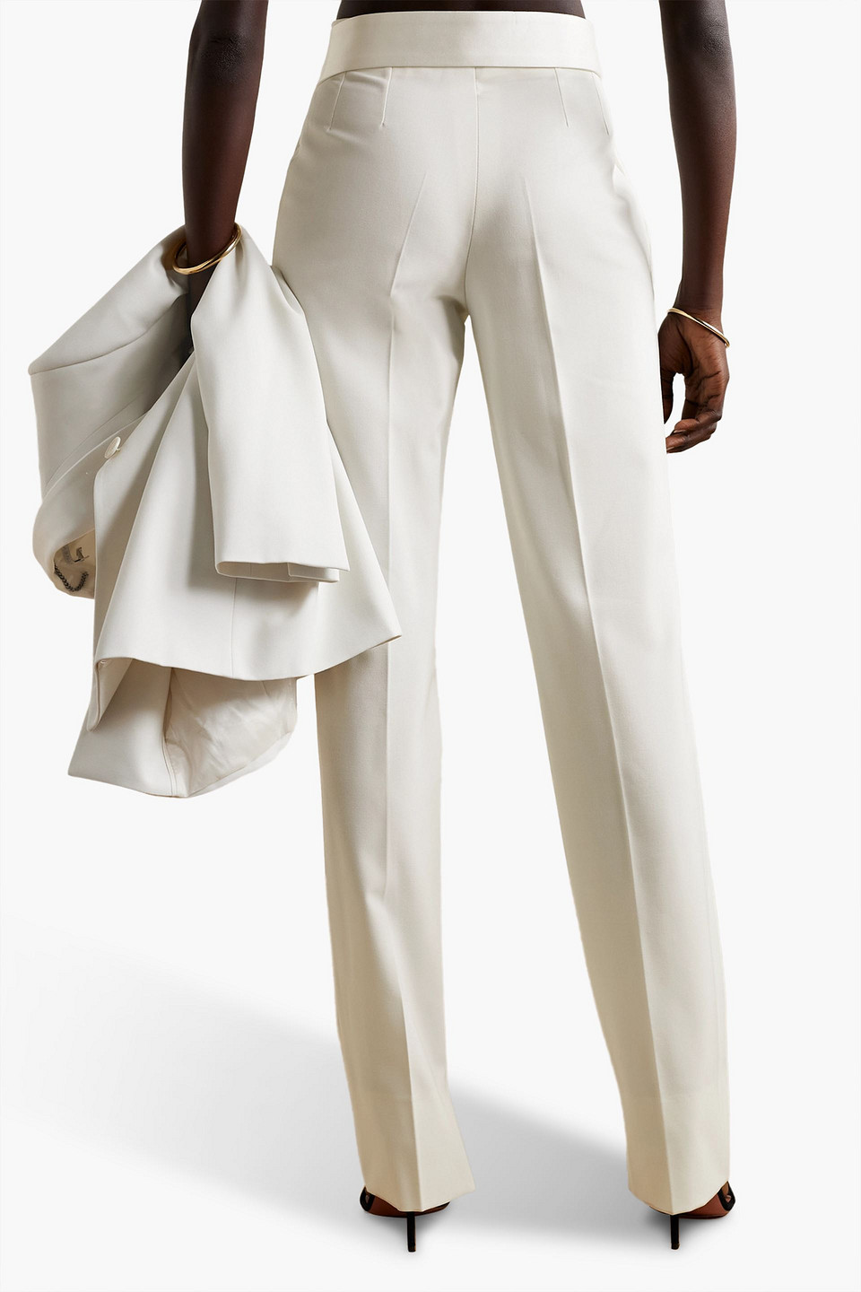 STELLA MCCARTNEY SATIN-TRIMMED TWILL STRAIGHT-LEG PANTS