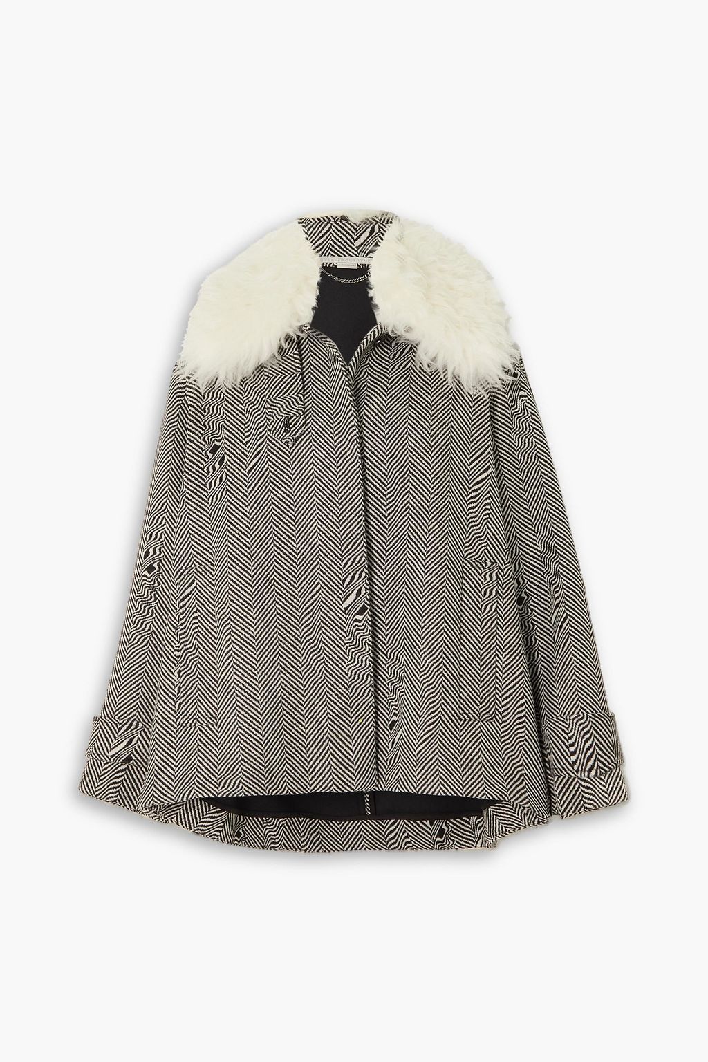 STELLA MCCARTNEY Oversized shearling-trimmed herringbone wool jacket ...