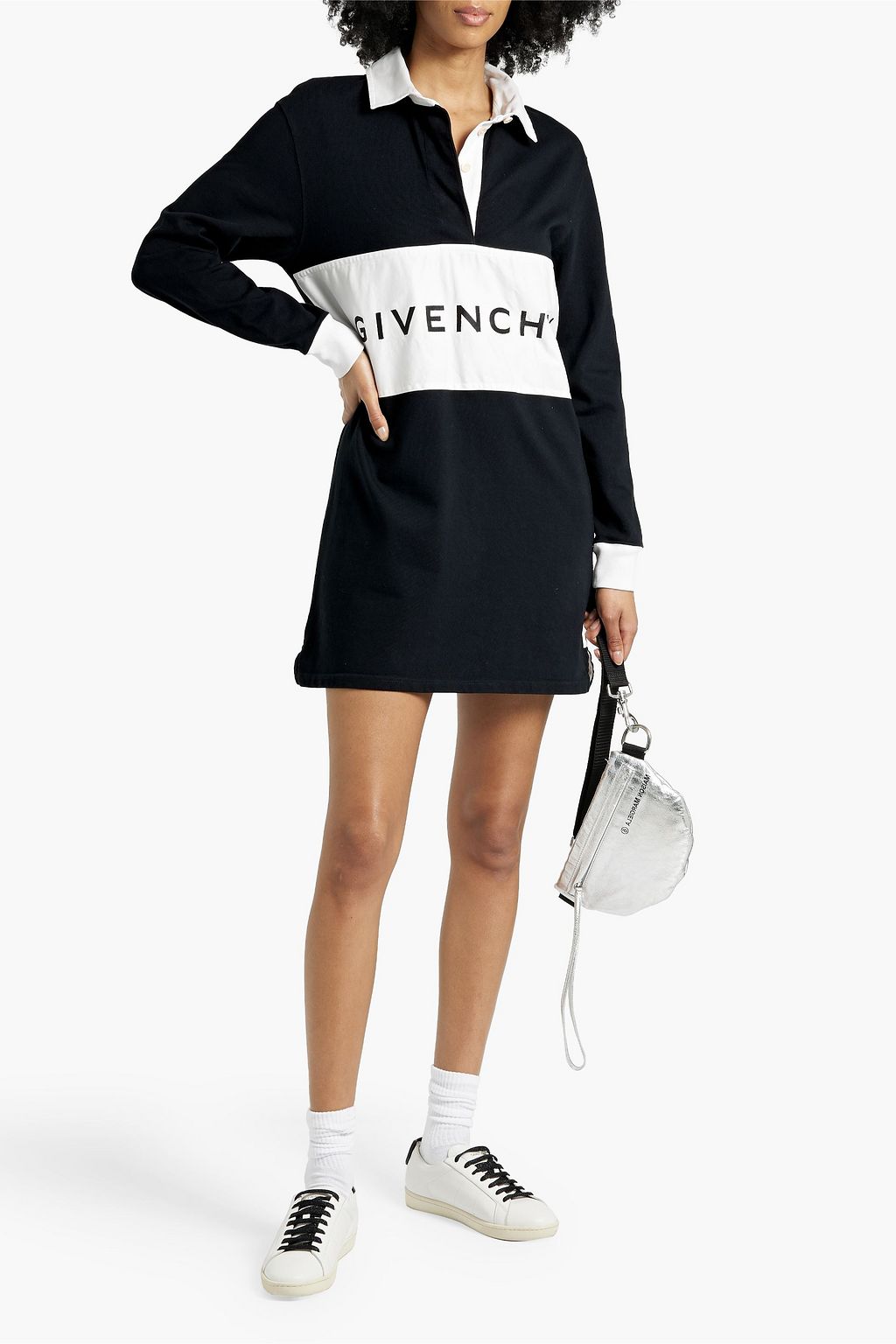 GIVENCHY Embroidered cotton-jersey mini shirt dress