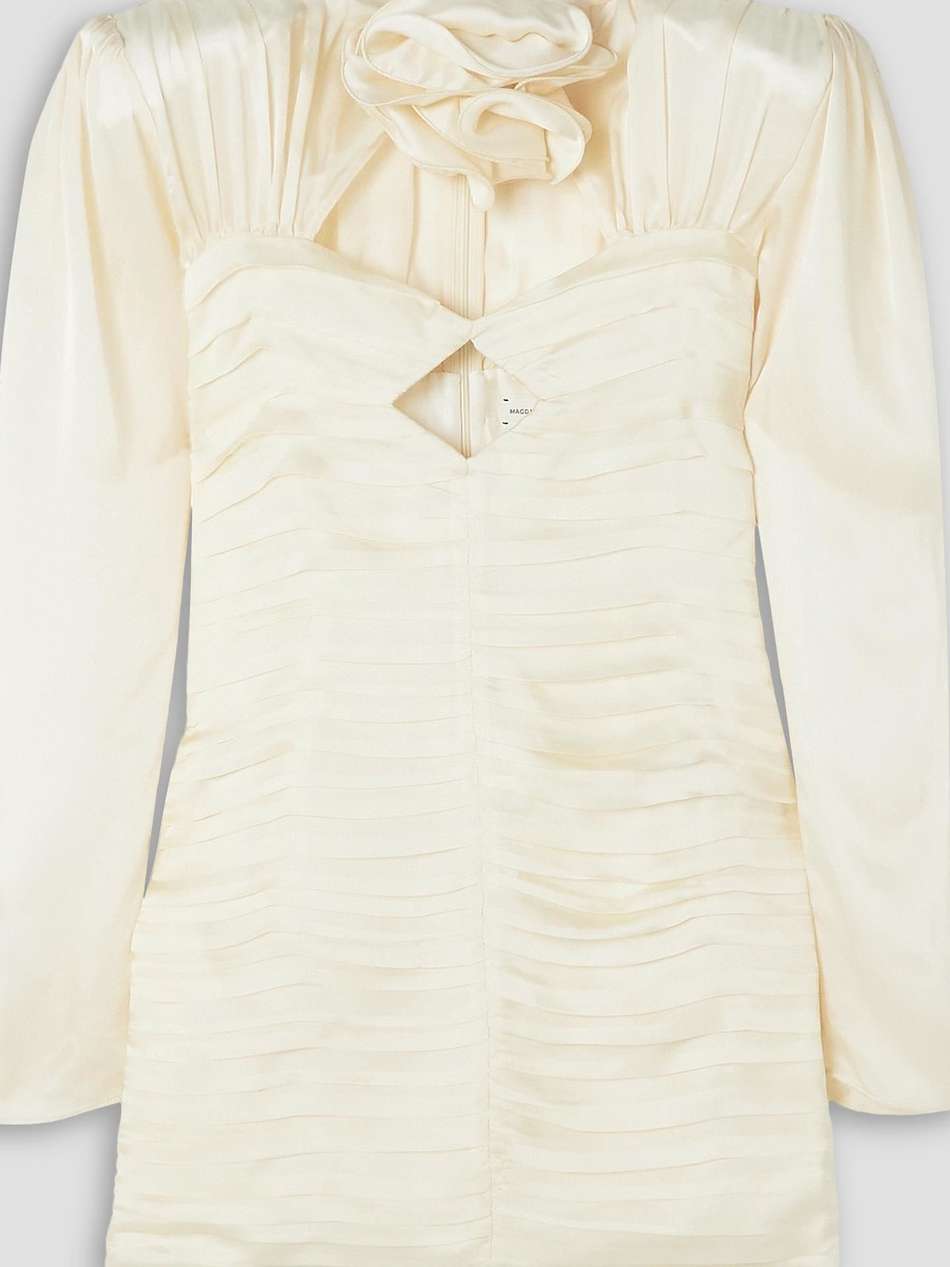 cutout embellished ruched silk-satin mini dress