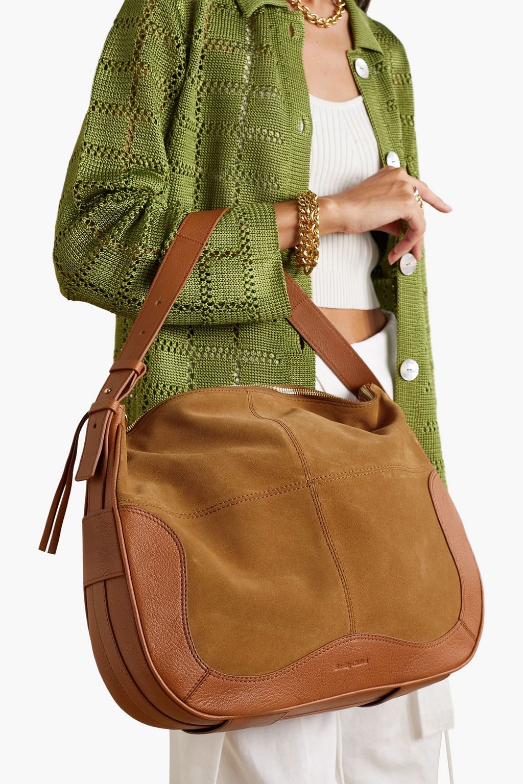 SEE BY CHLOÉ Hana suede and pebbled-leather shoulder bag