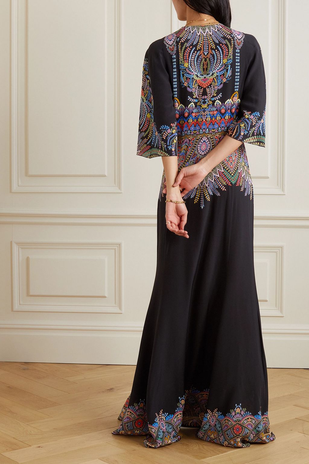 ETRO 프린트 실크 크레이프 맥시 드레스