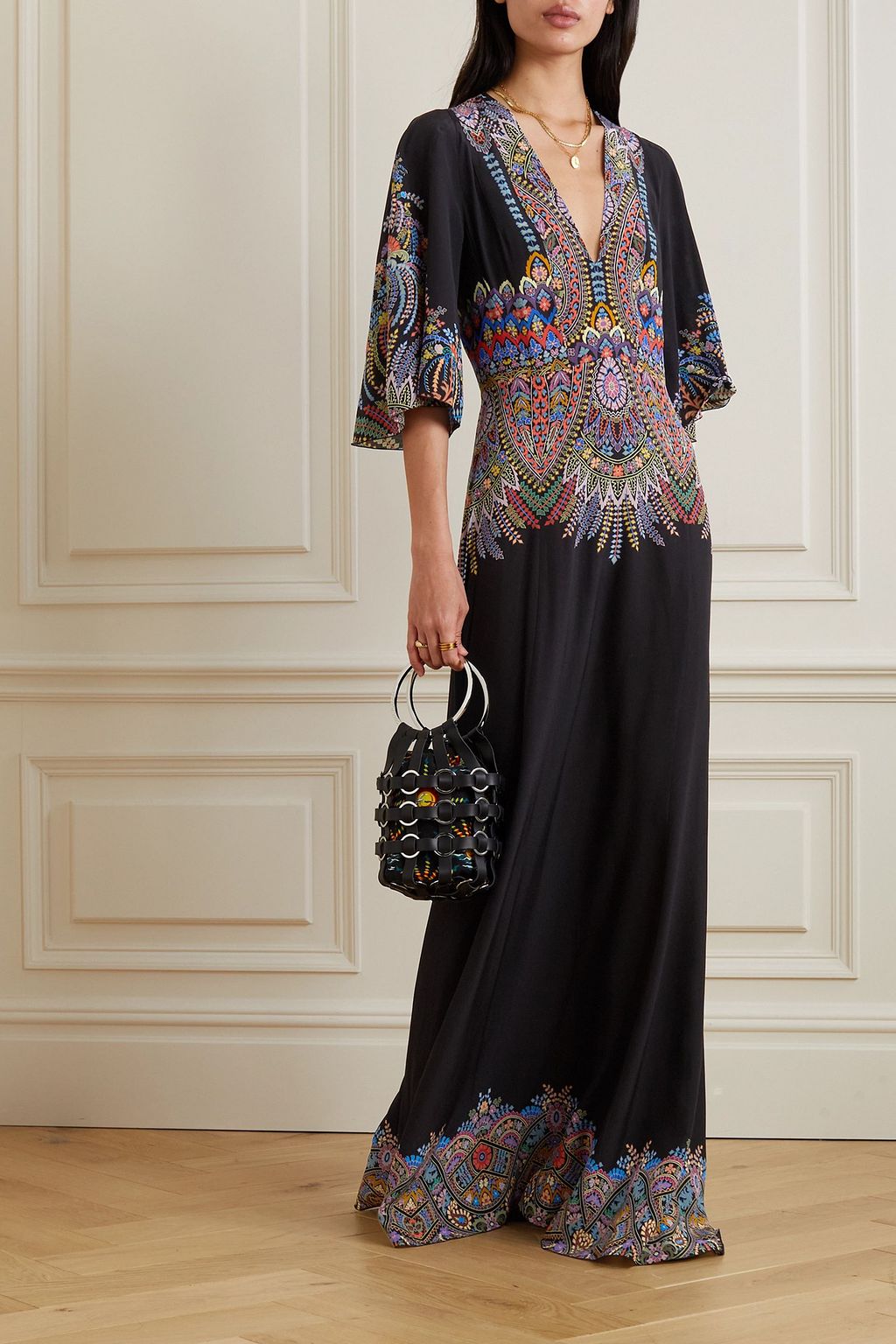 ETRO 프린트 실크 크레이프 맥시 드레스