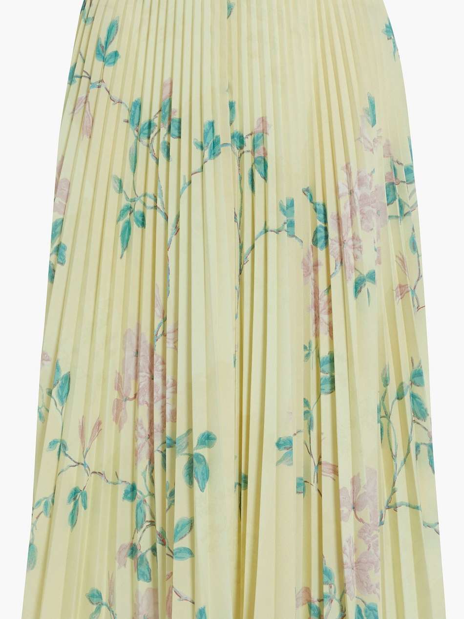 pleated floral-print crepe midi skirt