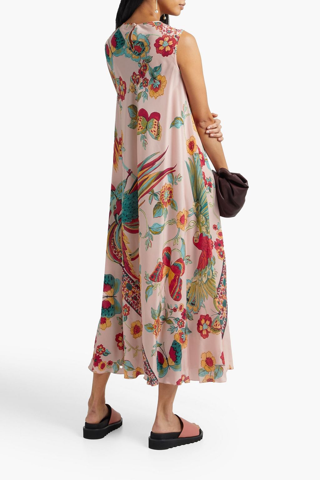 REDVALENTINO Printed silk crepe de chine midi dress