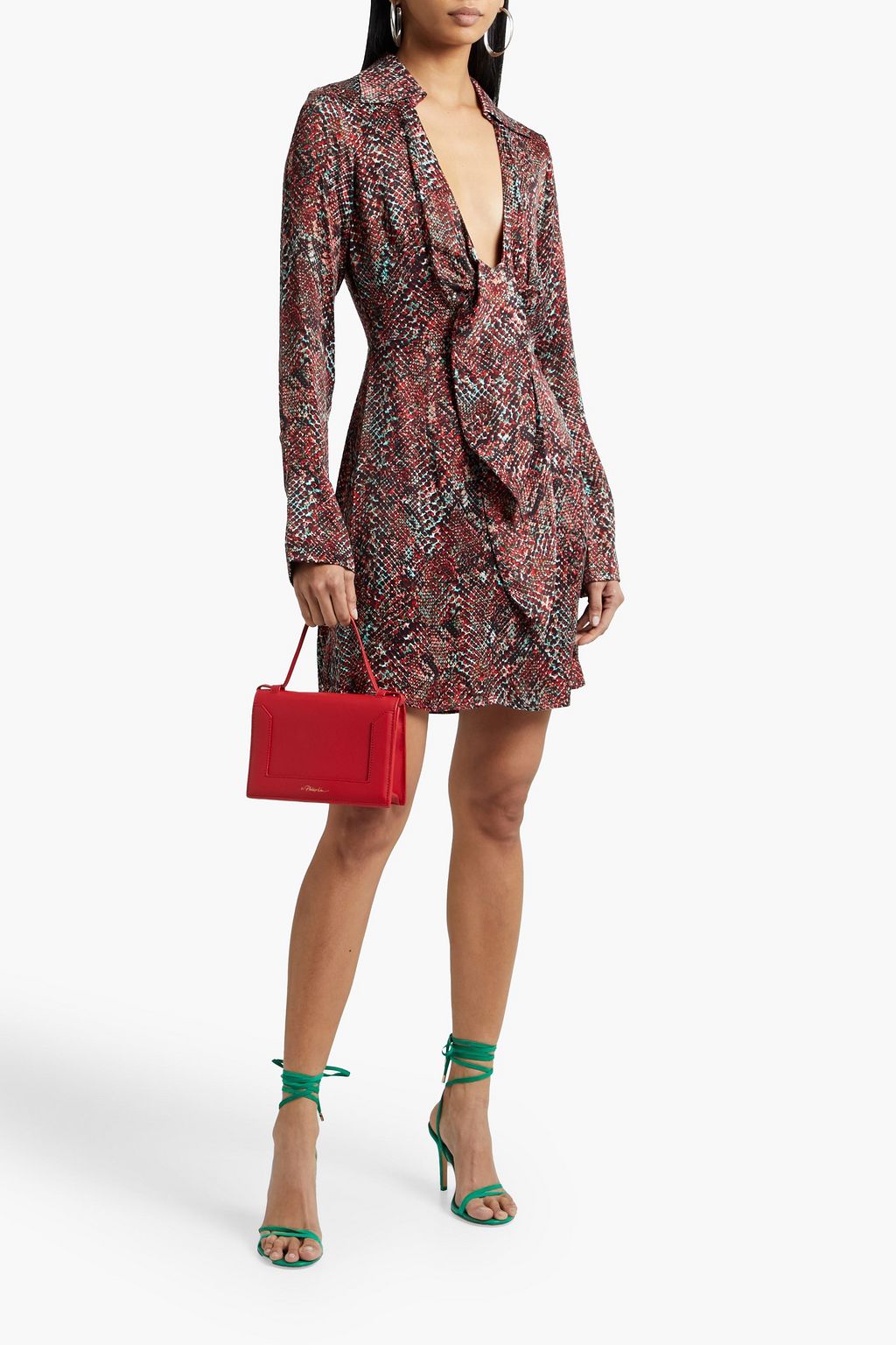 NICHOLAS Zebra-print cupro-blend satin mini dress