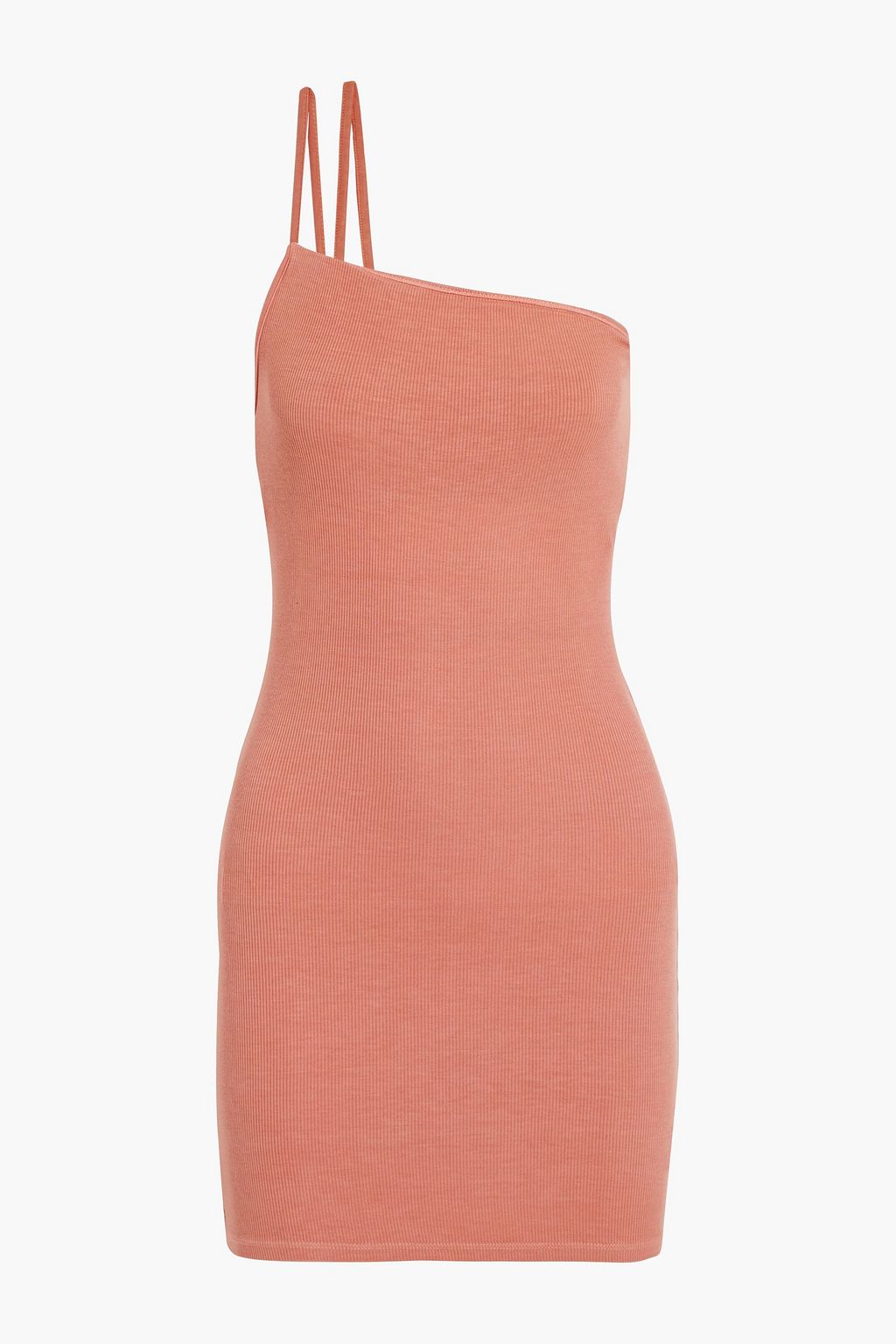 Antique rose One-shoulder ribbed jersey 