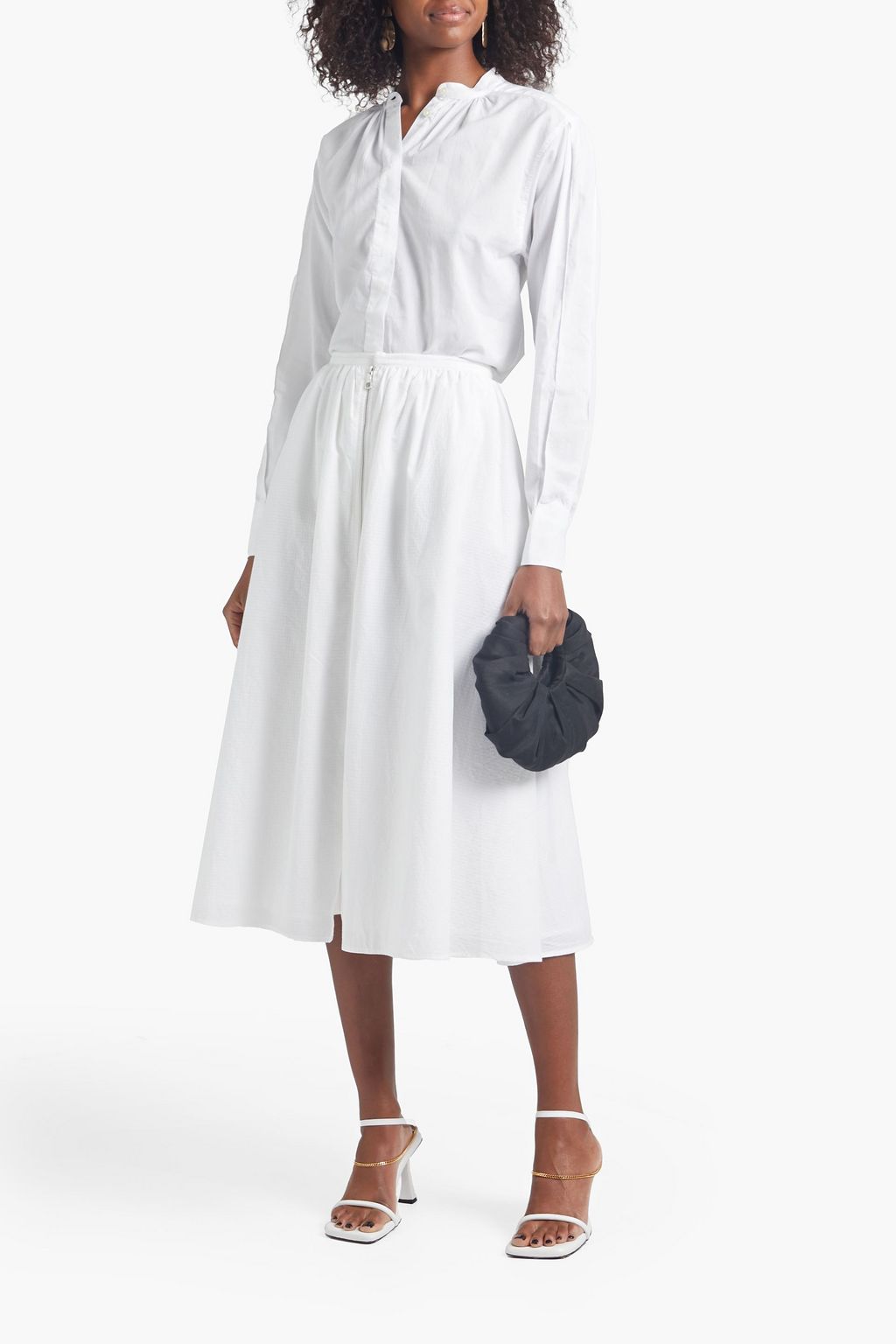 OFFICINE GÉNÉRALE Checked cotton midi skirt
